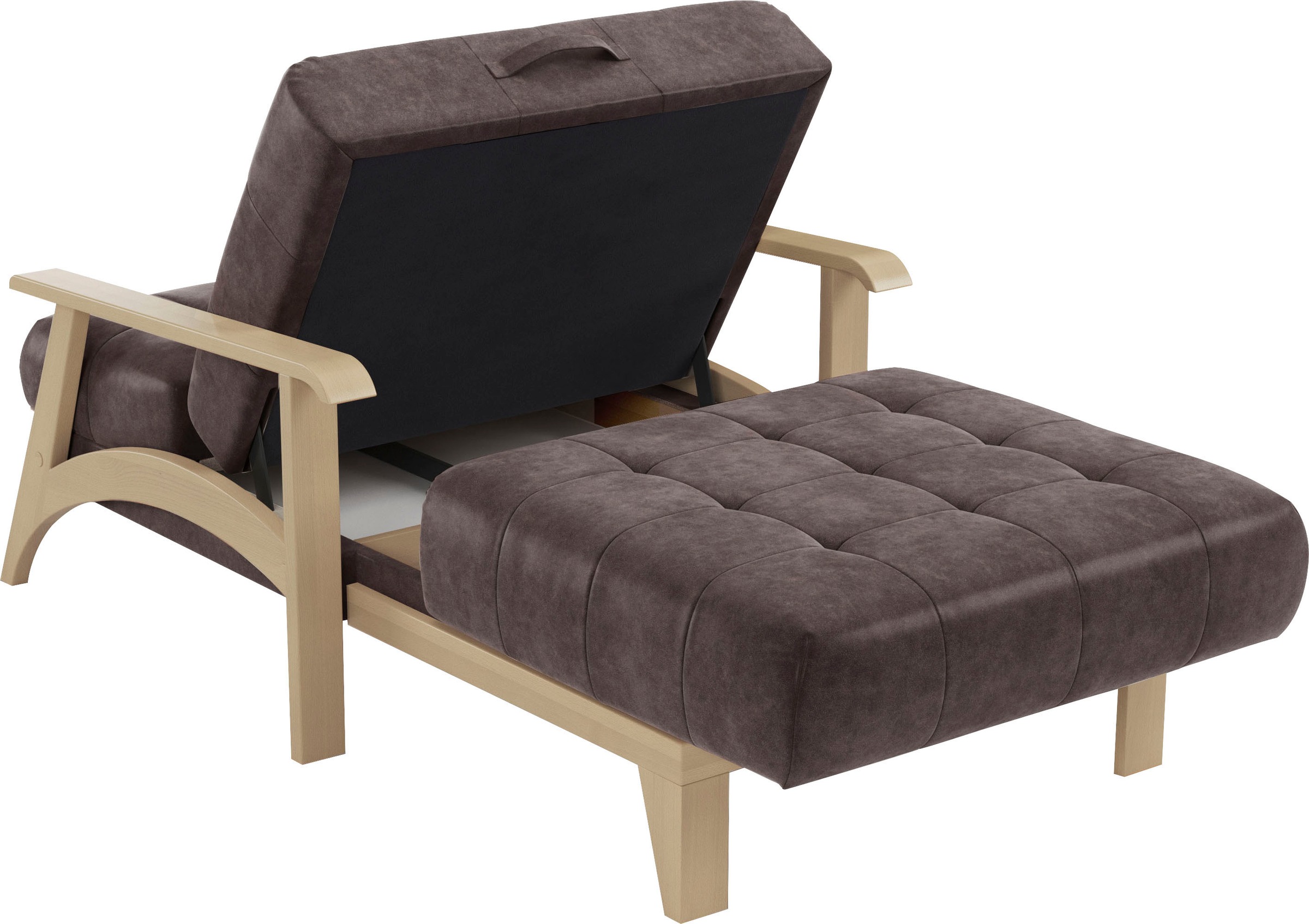 sit&more Recamiere »Billund«, Armlehnen aus Buchenholz in natur, verschiedene Bezüge und Farben