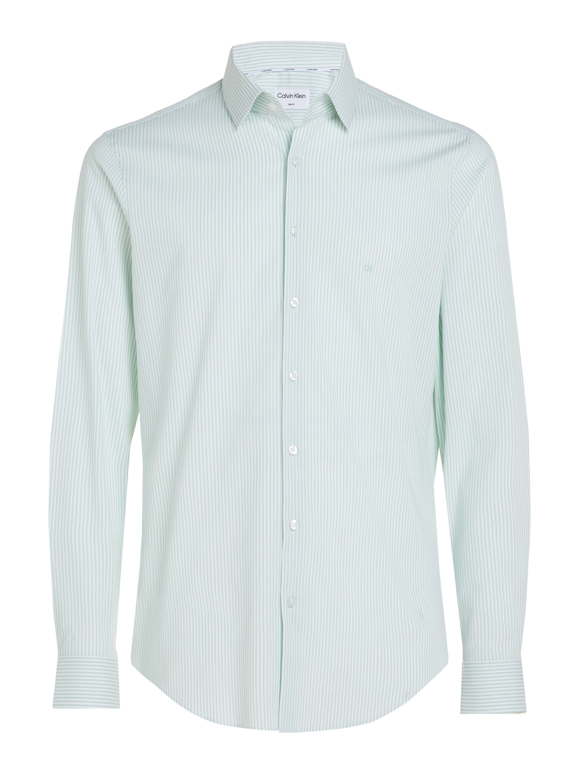 Calvin Klein Langarmhemd »POPLIN STRIPE SLIM SHIRT« mit Logoprägung