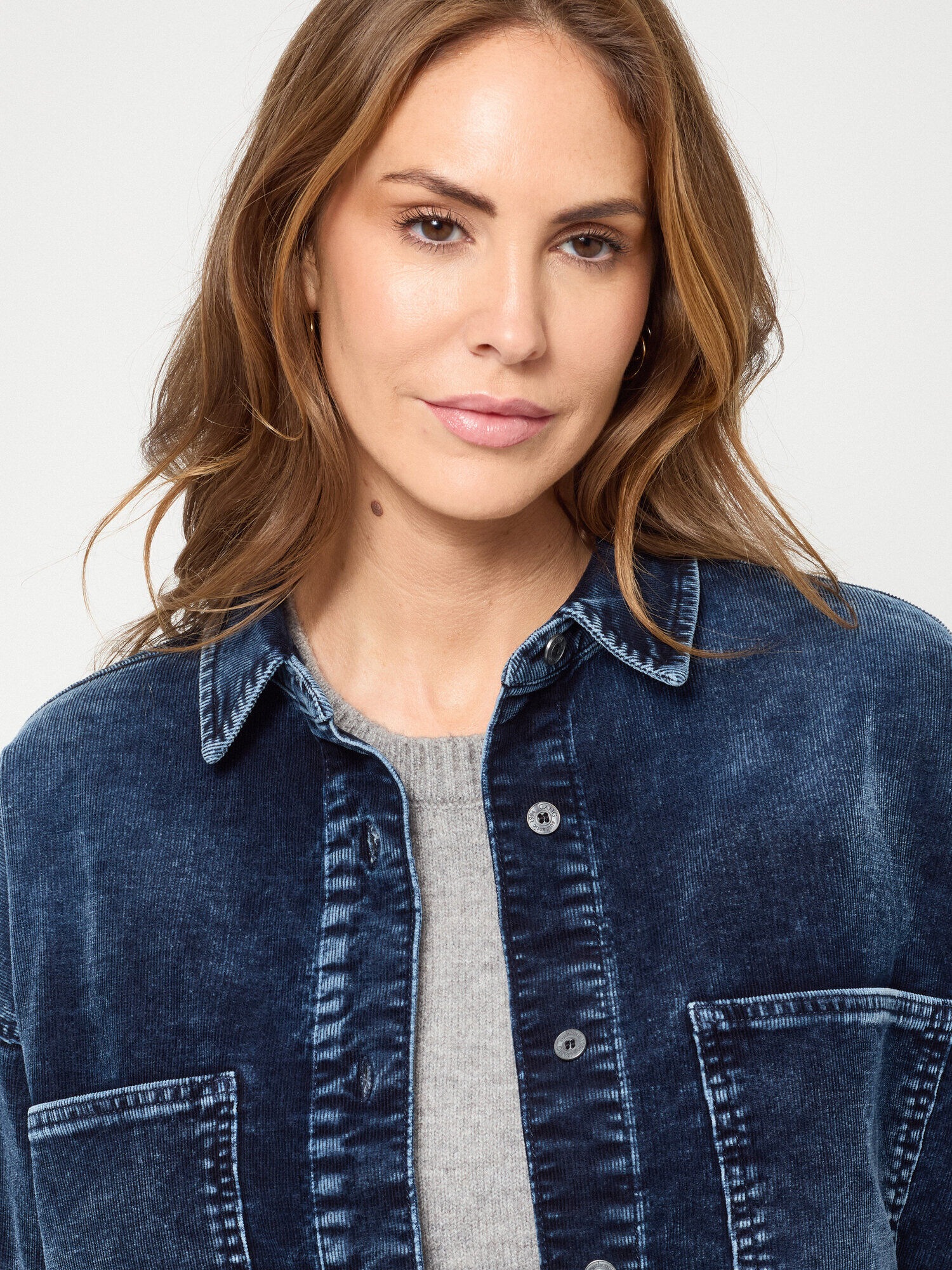 GANG Jeansjacke »94LUNA CROPPED« ohne Kapuze mit Hemdkragen