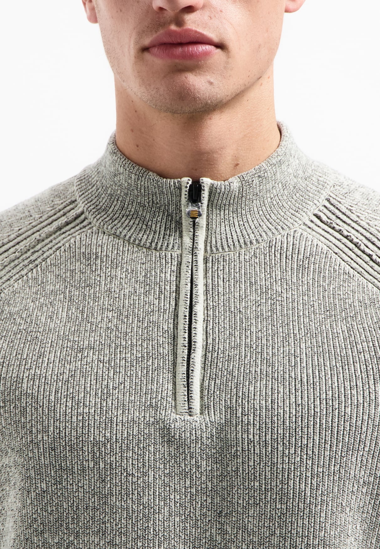 NO EXCESS Stehkragenpullover »No Excess Melierter Half-Zip-Pullover«
