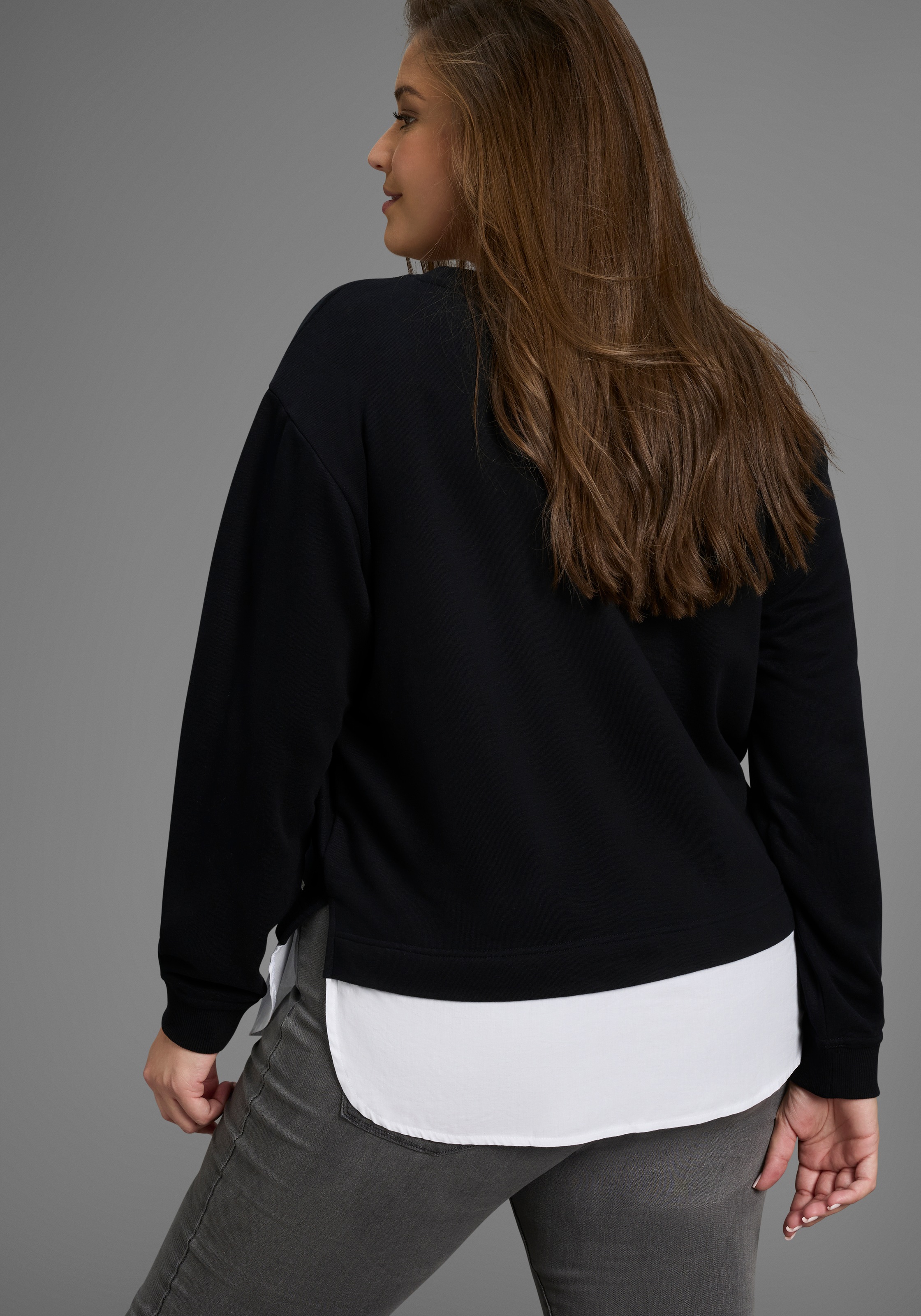 Laura Scott CURVE Sweatshirt, mit gepflegtem Bluseneinsatz - GROSSE GRÖSSE günstig online kaufen