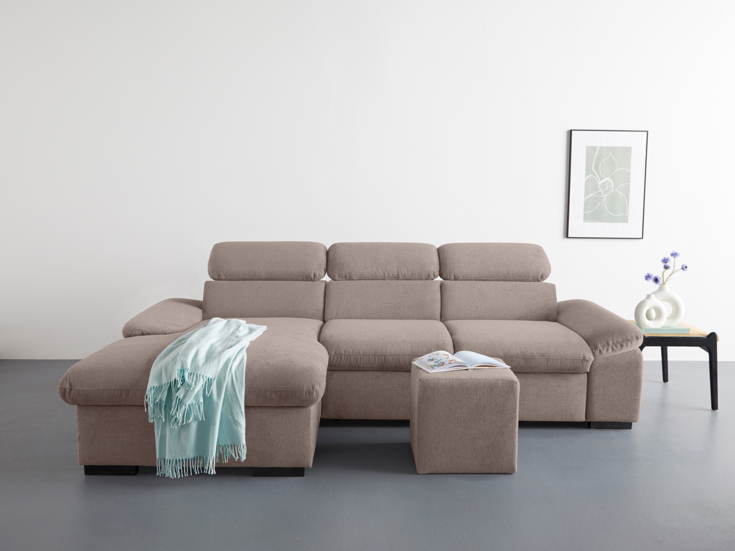 COTTA Ecksofa "Lola L-Form", (Set, mit Hocker), mit Hocker & Kopfteilfunkti günstig online kaufen