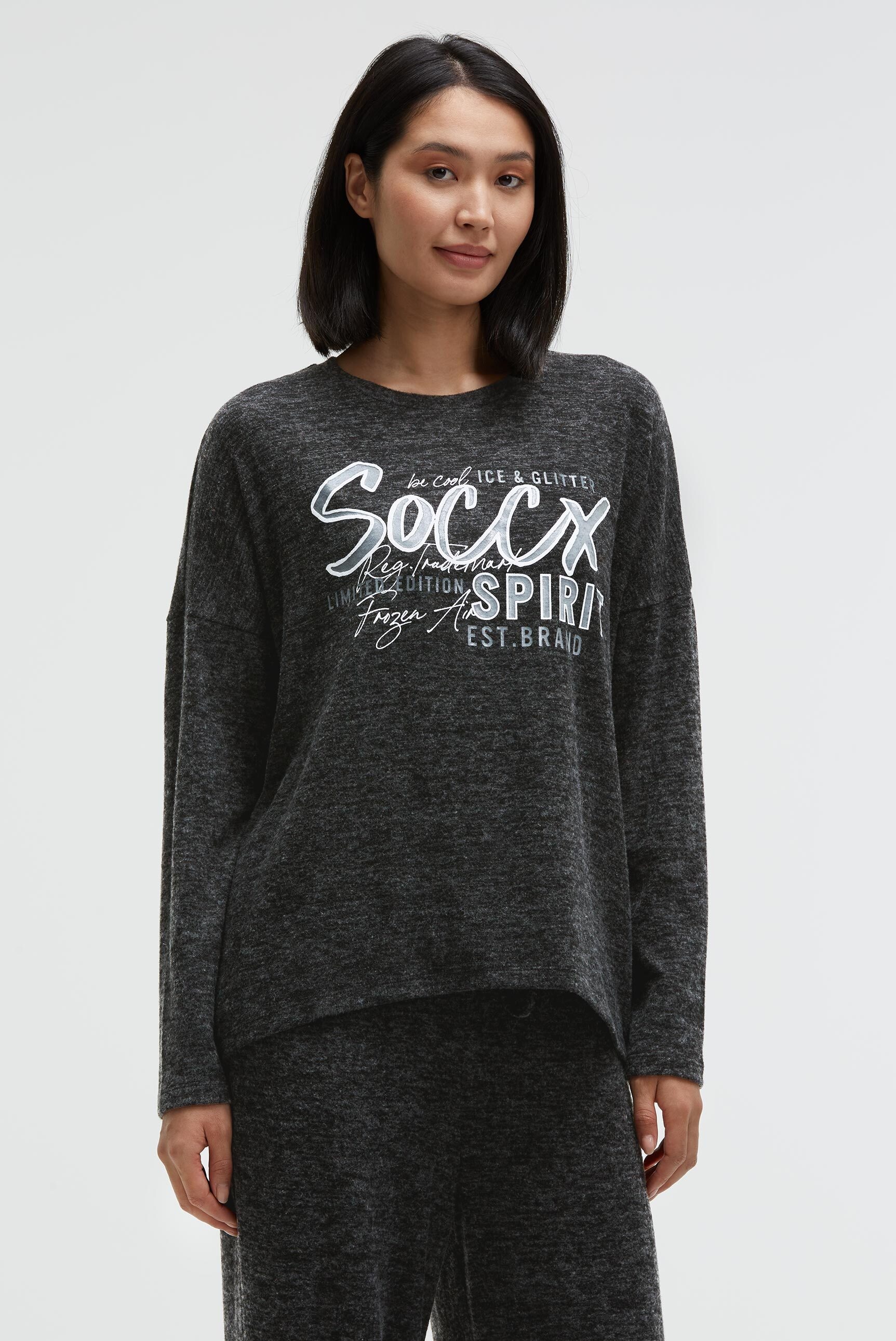 SOCCX Rundhalspullover mit überschnittenen Schultern günstig online kaufen