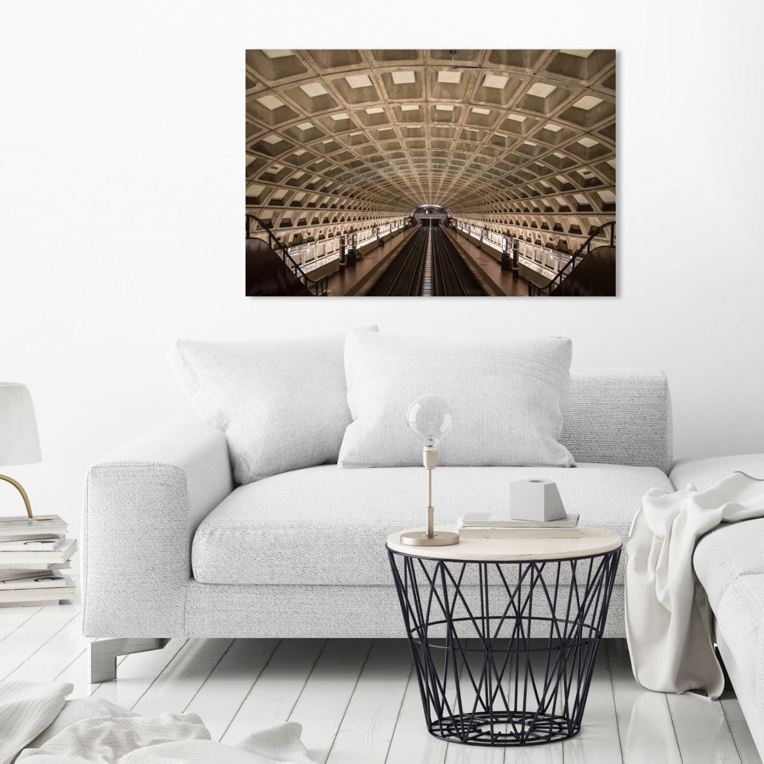 queence Acrylglasbild »U-Bahn Station«, Kunst-Züge-Zugbilder-Gebäude, Fine Art-Print in Galeriequalität