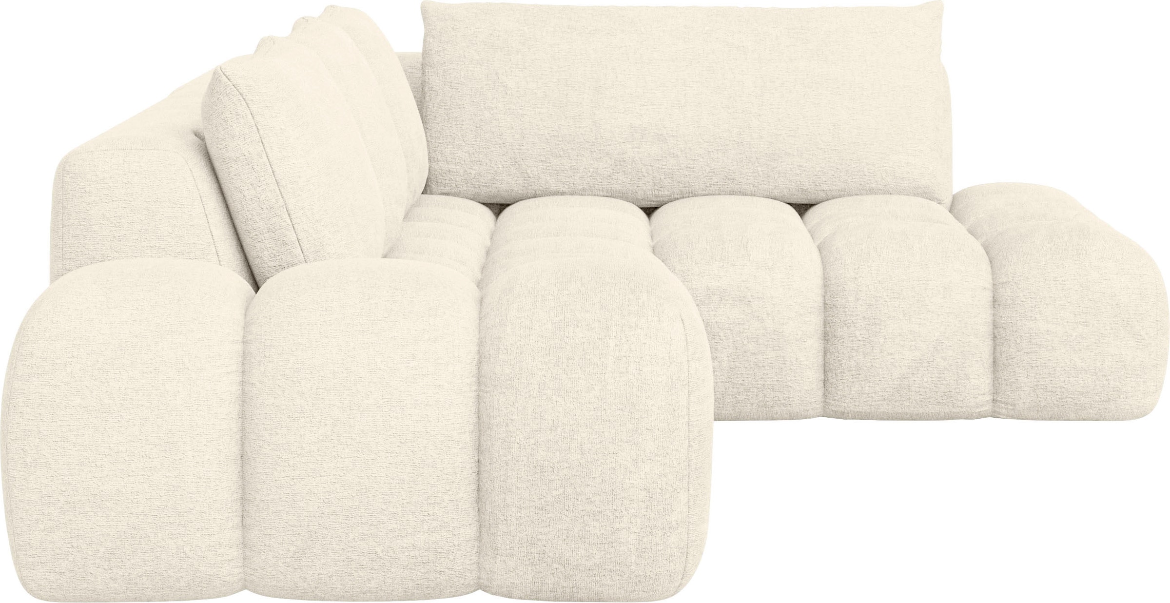 INOSIGN Ecksofa »AZITA Designsofa, elegant und bequem L-Form, Bubble-Optik«, lose Rückenkissen, traumhafte Steppung, Maße B/T/H: 352/210/72 cm