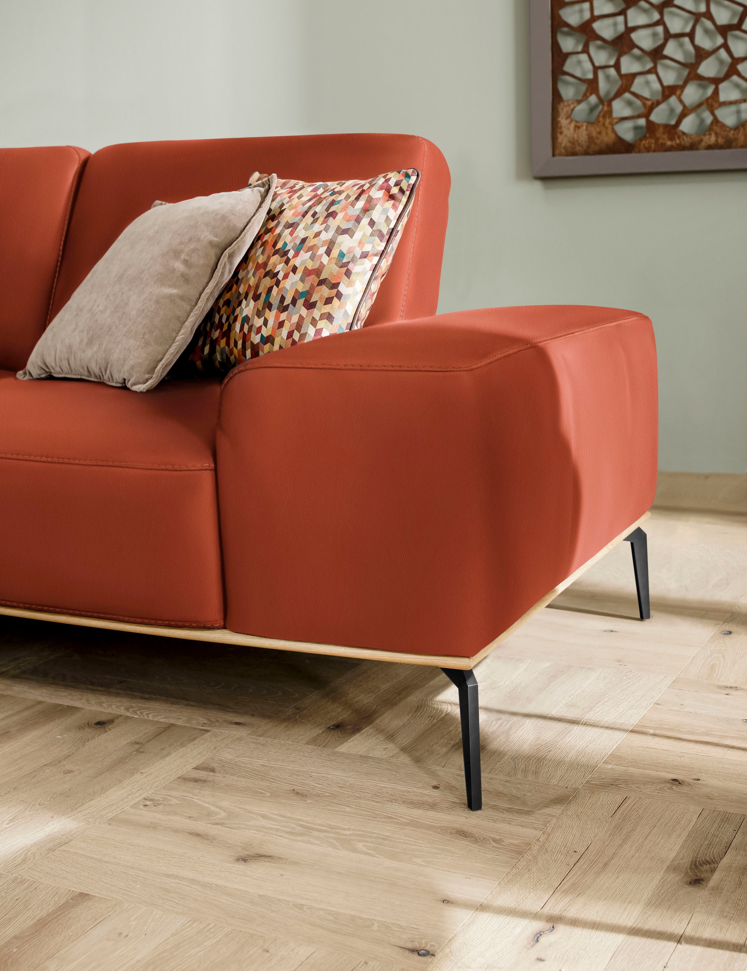 W.SCHILLIG Ecksofa »run, Designsofa mit tollem Sitzkomfort, bequem, L-Form«, mit Holzsockel, Füße in Schwarz pulverbeschichtet, Breite 279 cm