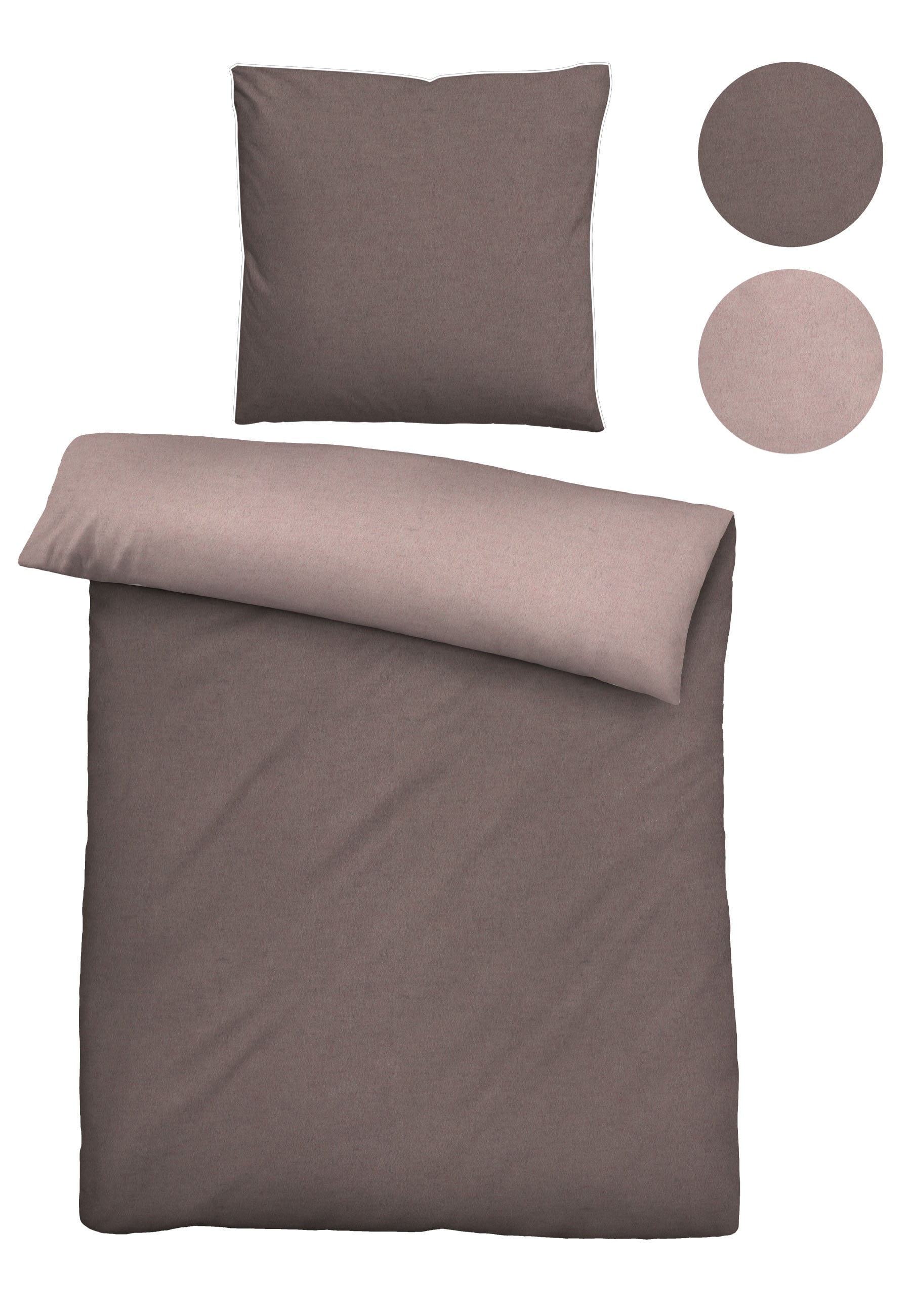 Biberna Wendebettwäsche »Hermal Biber, in Gr. 135x200, 155x220 oder 200x200 cm, Reißverschluss«, (2 tlg.), Bettwäsche in Melangeoptik, Winterbettwäsche, Made in Germany