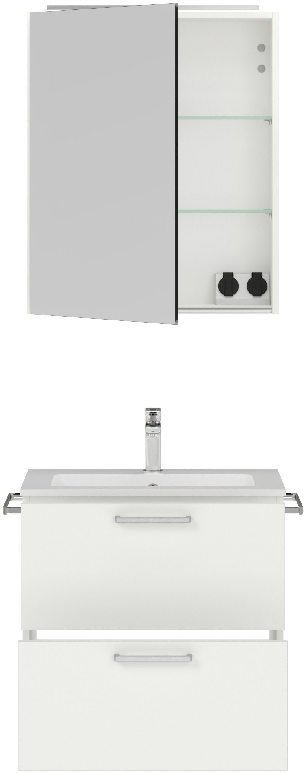 nobilia® Badmöbel-Set »Tolvina« vormontiert, mit Soft-Close, 2 Stk. tlg. inkl. Spiegelschrank mit Beleuchtung und Dimmerfunktion, in 4 Breiten