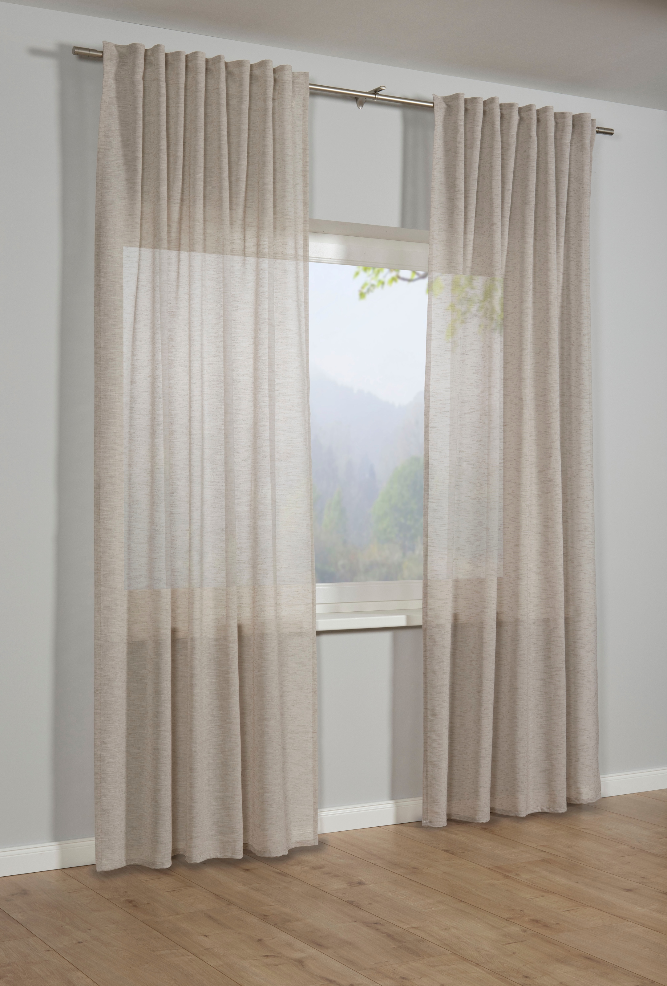 Gardine »Schal Leinenoptik«, (1 St.), mit Gardinenband und verdeckten Schlaufen