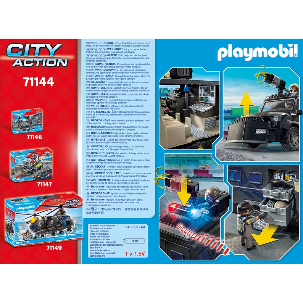 Playmobil® Konstruktions-Spielset »SWAT-Geländefahrzeug (71144), City Action«, (73 St.)