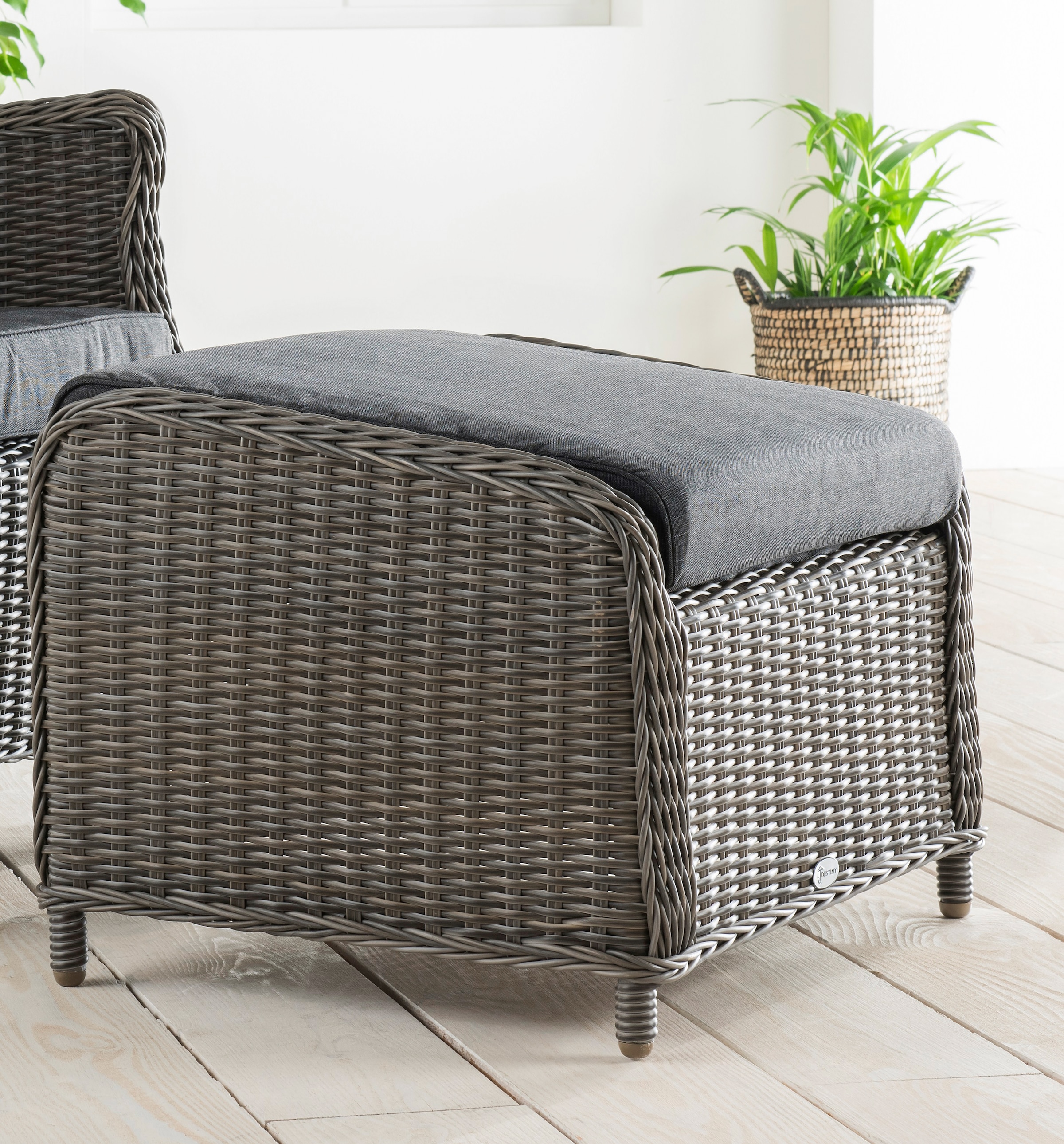 Destiny Gartenlounge-Set »CASA RELAX CASA«, (4 tlg., 1x Sessel, 1x Fußhocker, inkl. Auflagen), Aluminium, Polyrattan