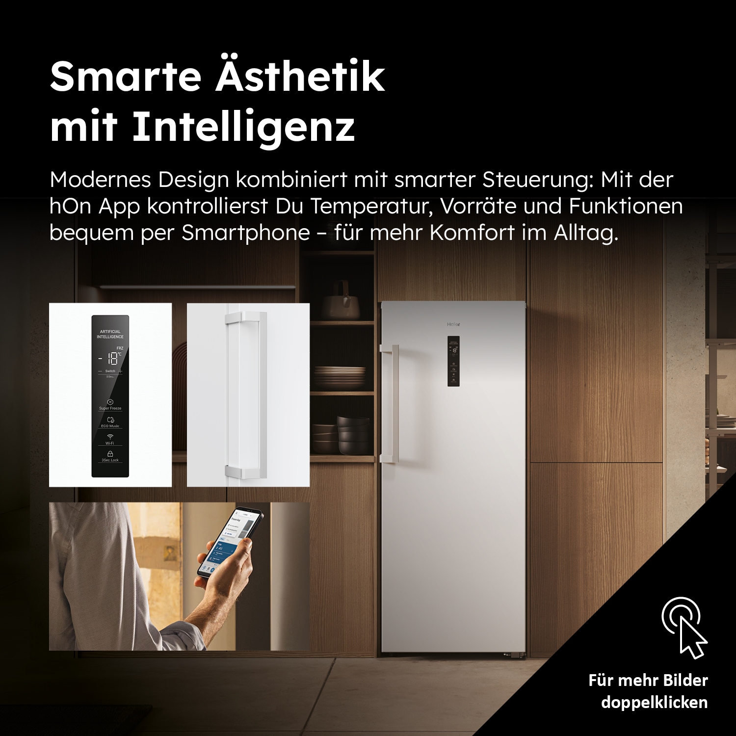 Haier Gefrierschrank »H4F226WDH1«, 153,5 cm hoch, 60 cm breit, 178 cm hoch, 60 cm breit, no Frost, Twist Ice Maker