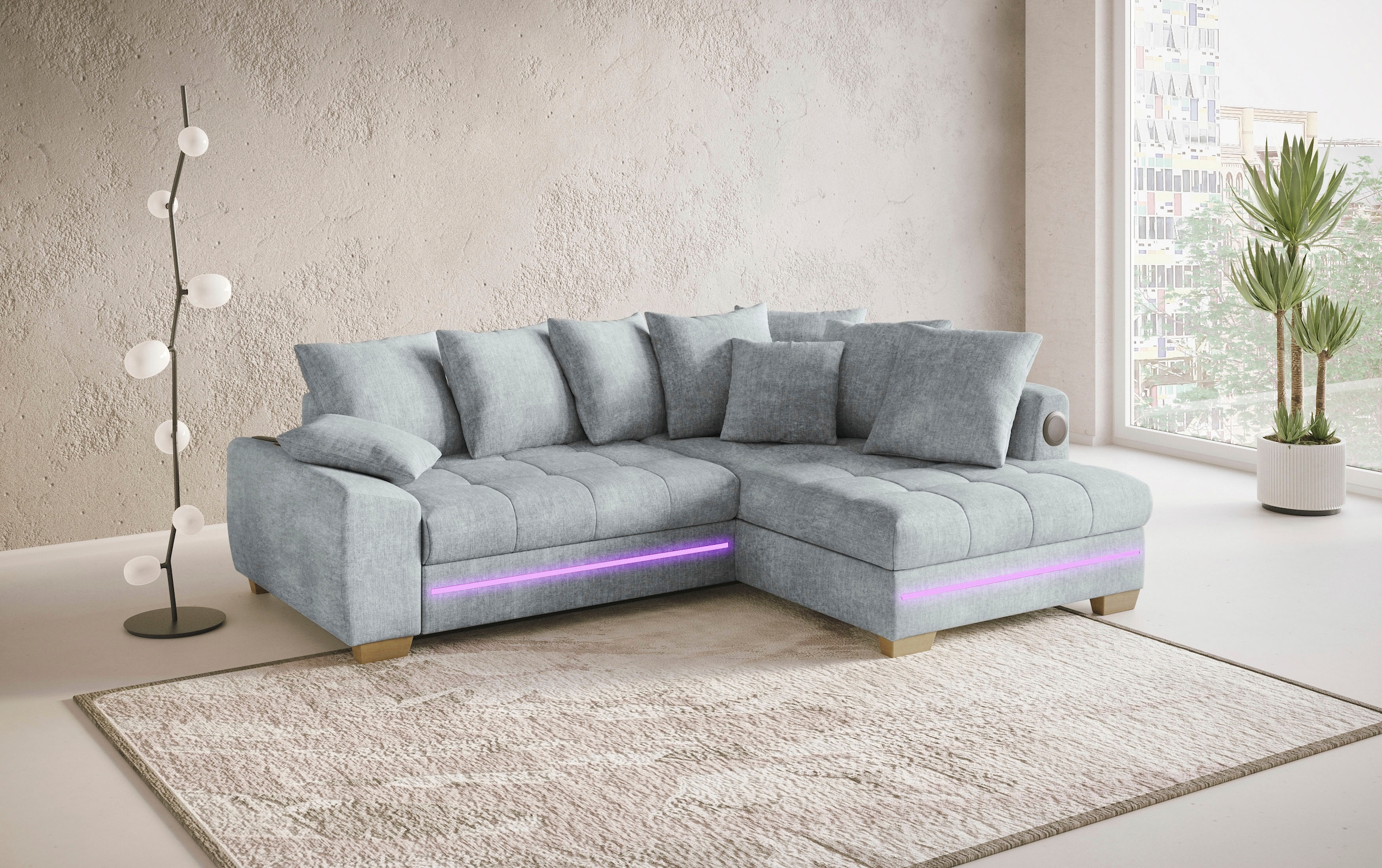 Mr. Couch Ecksofa "Nikita II, L-Form", mit Kaltschaum, RGB-LED, Soundsystem günstig online kaufen