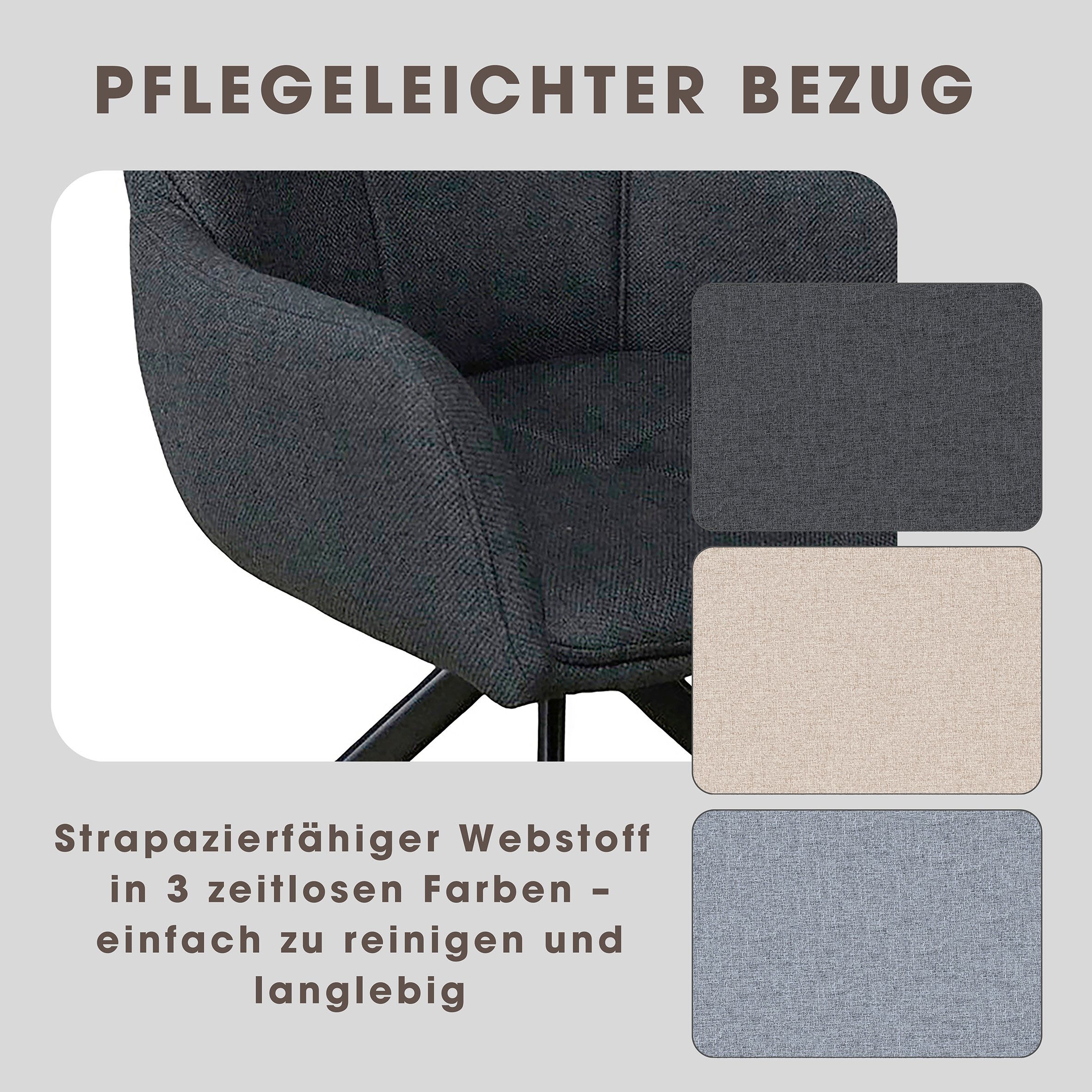 byLIVING Esszimmerstuhl »HAMILTON« (Set) 2 Stk.Webstoff, bis 110 kg, 360° drehbar, Schaumstoff, 4er Kreuzgestell