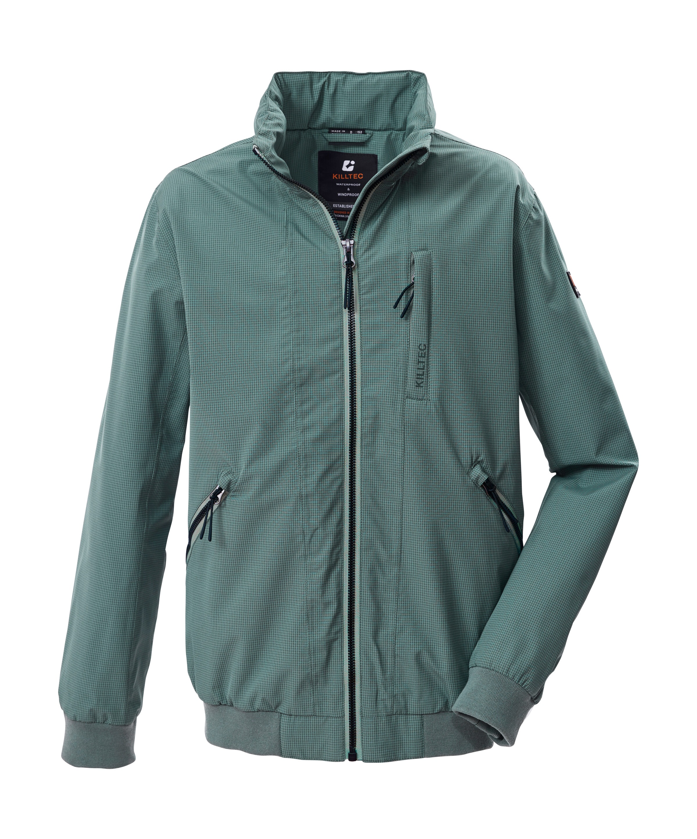 Blouson KILLTEC "KOS 129 BYS BLSN", Jungen, Gr. 128, grasgrün, Obermaterial: 100% Polyester;Futter: 100% Polyester, Jacken Blouson, Wetterfester Kinder-Blouson, 10.000 mm Wassersäule, einrollbare Kapuze