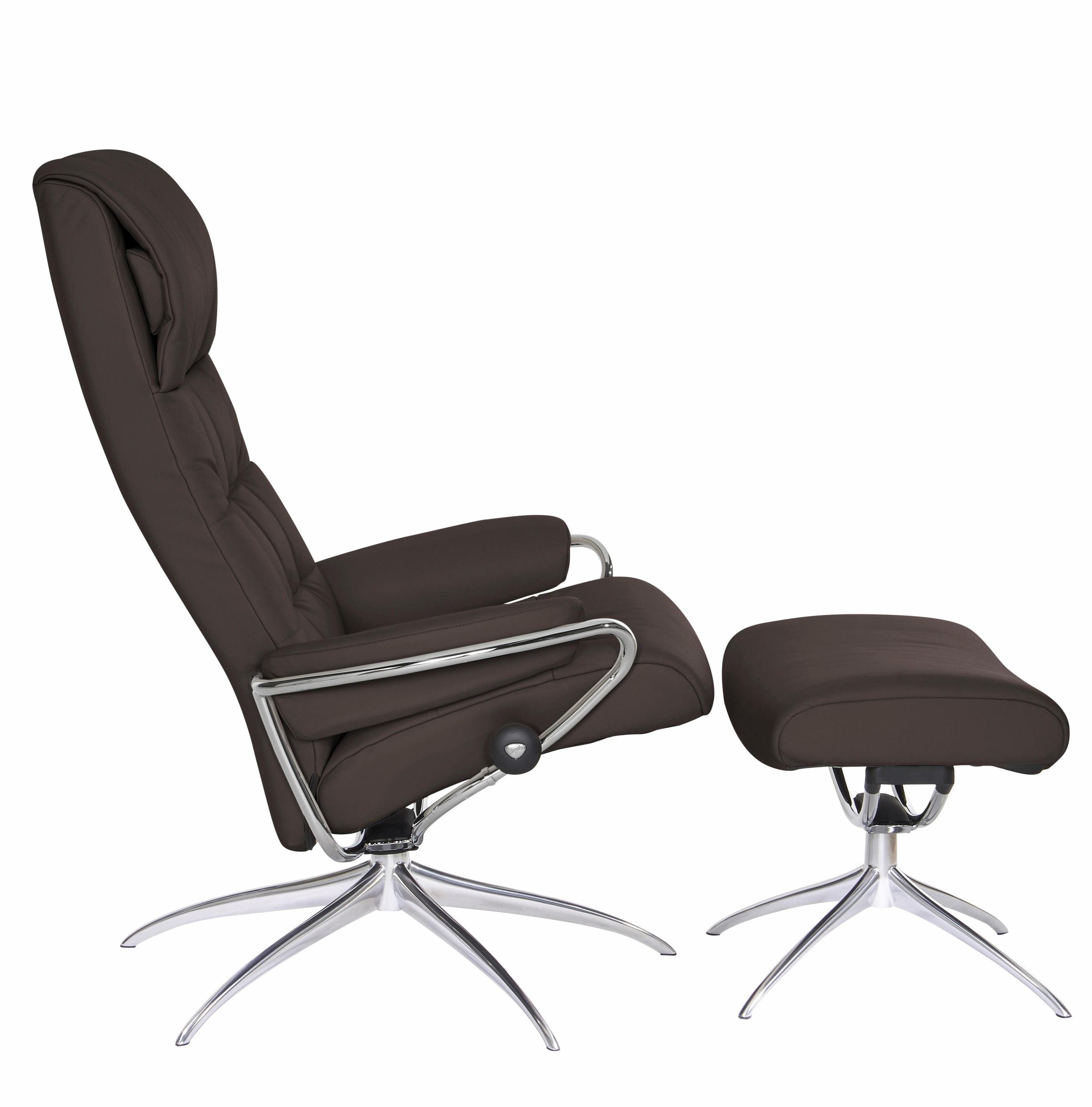 Stressless® Relaxsessel »London«, (Set, Relaxsessel mit Hocker), mit Hocker, High Back, mit Star Base, Gestell Chrom