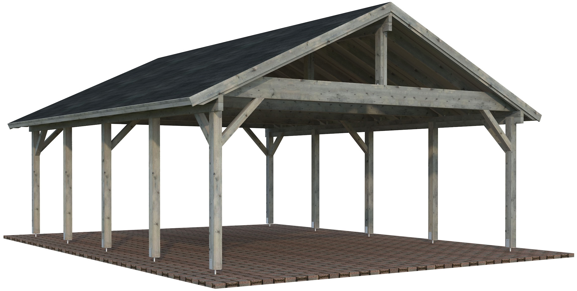Palmako Doppelcarport "Robert" Massivholz 531 cm grau