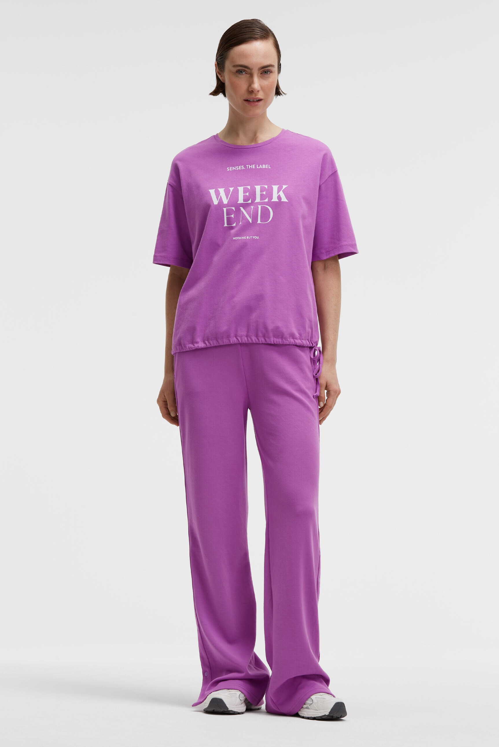 SENSES.THE LABEL Rundhalsshirt mit Bindeband am Saum günstig online kaufen