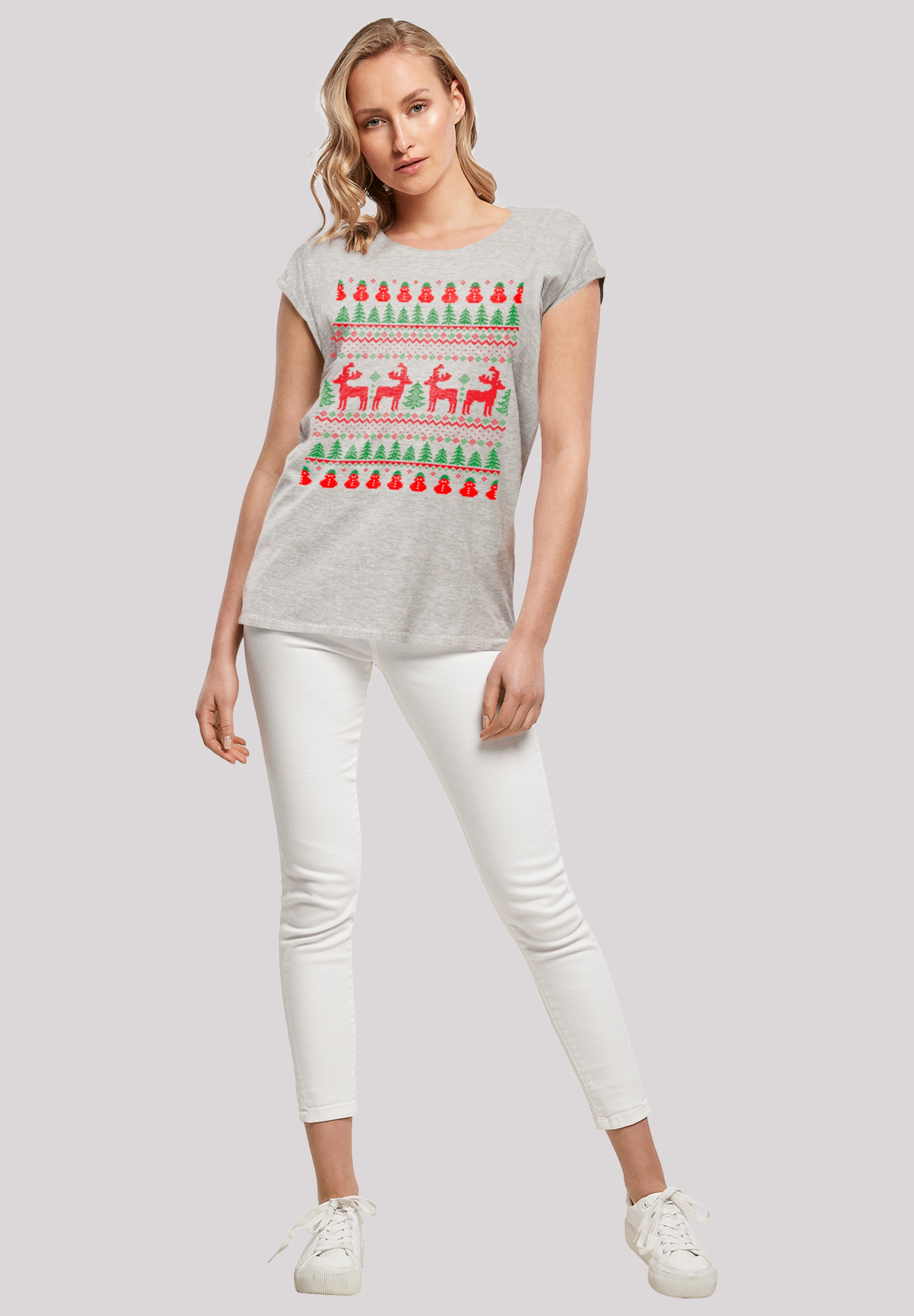 F4NT4STIC T-Shirt »Christmas Reindeers Weihnachten Muster«, Print