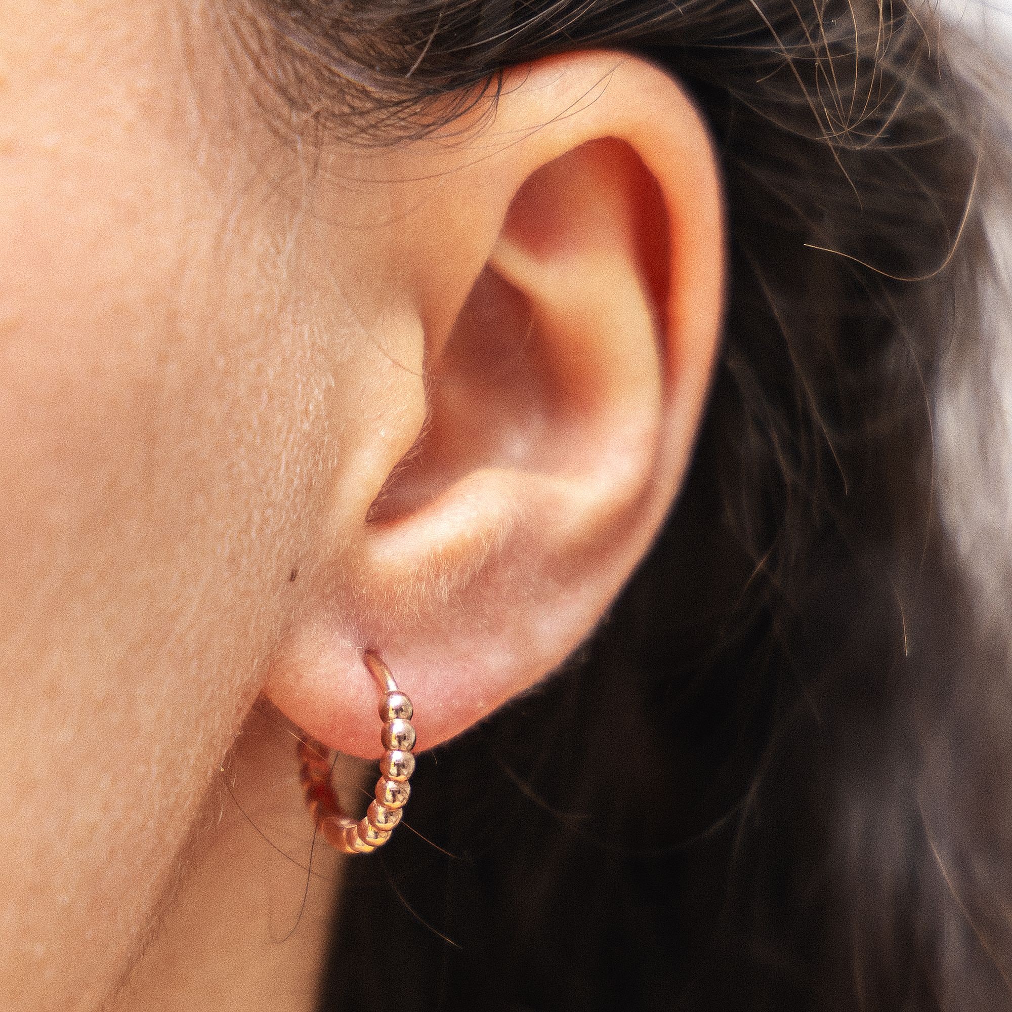 dKeniz Paar Creolen »925/- Sterling Silber rosévergoldet Kugel-Creolen«