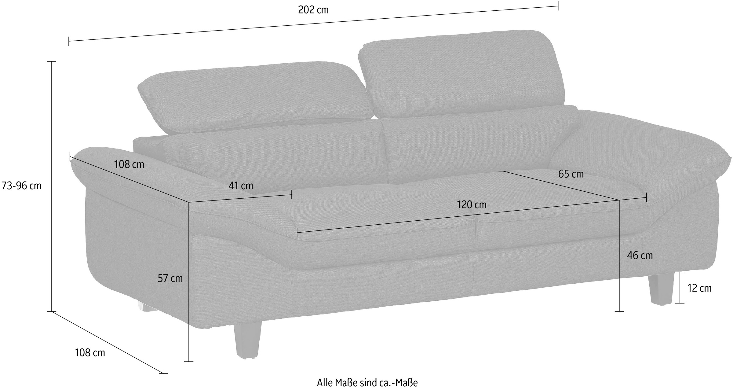 Home affaire 2-Sitzer »Pilot«, Big-Sofa mit Kopfteilverstellung