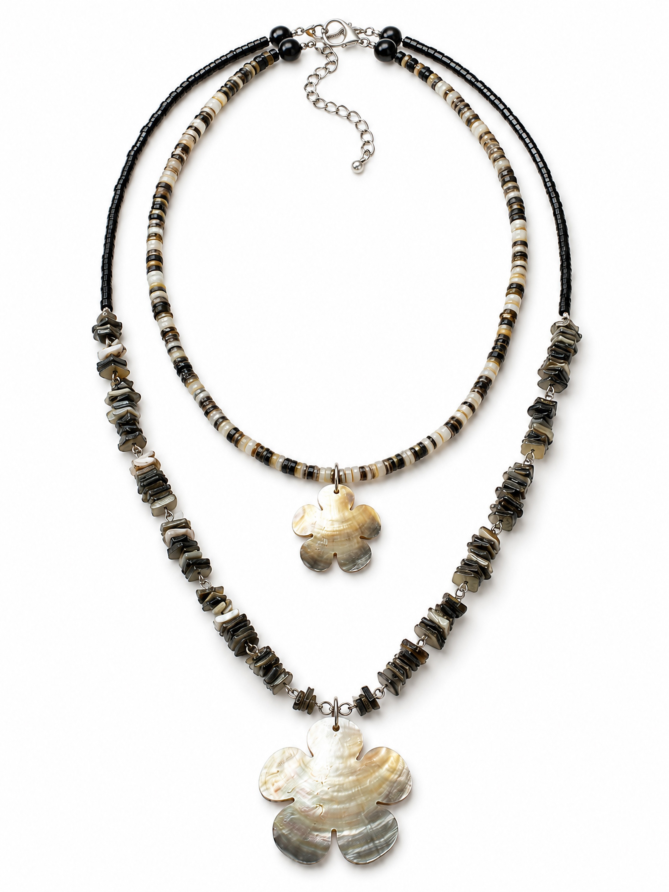 COLLEZIONE ALESSANDRO Kette mit Anhänger »Muschelblume« zweireihige Kette mit Muschel-Blüten