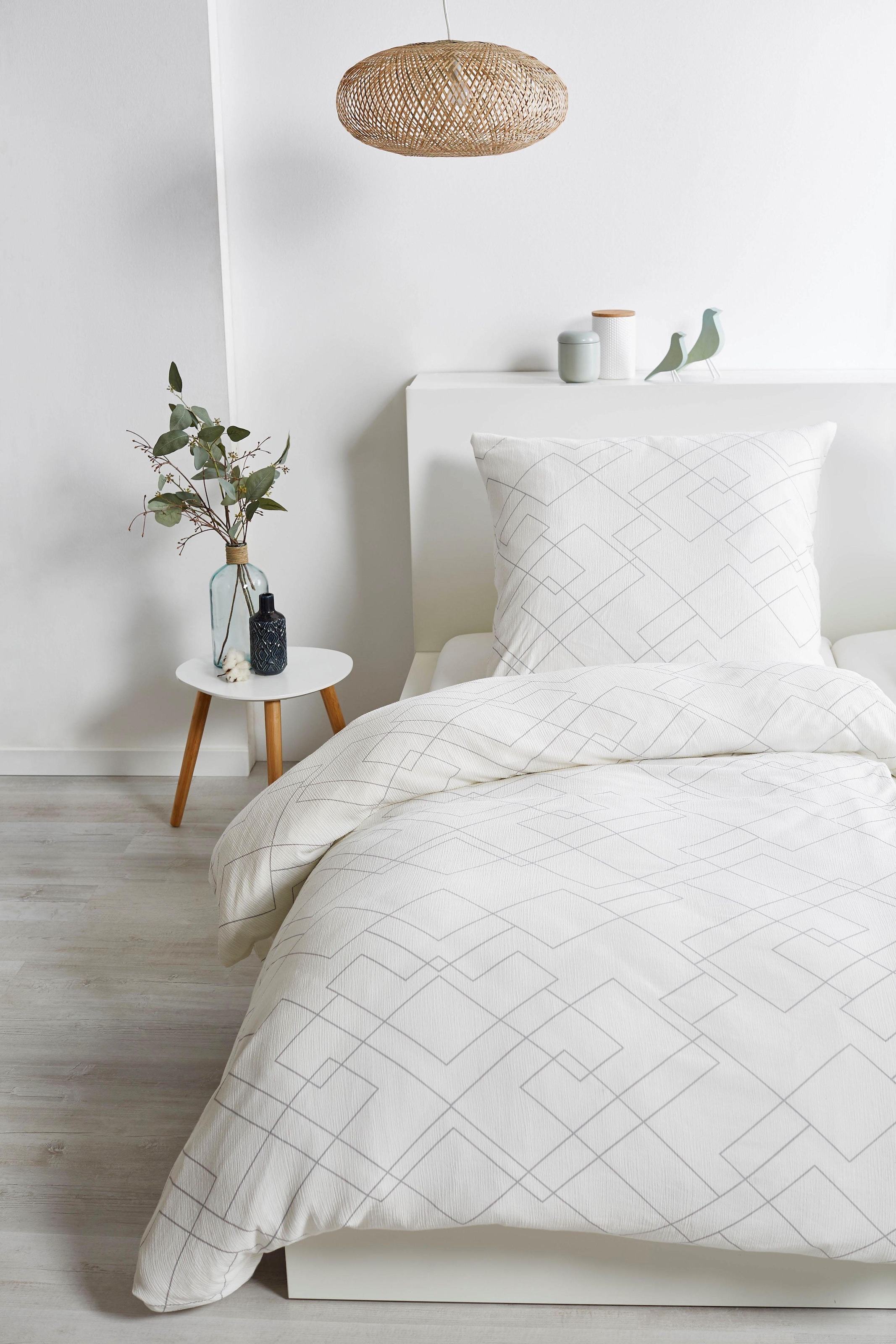 Primera Bettwäsche "Bio Crepe Mosaik" 2 Stk. tlg. mit feinem Linienmuster günstig online kaufen