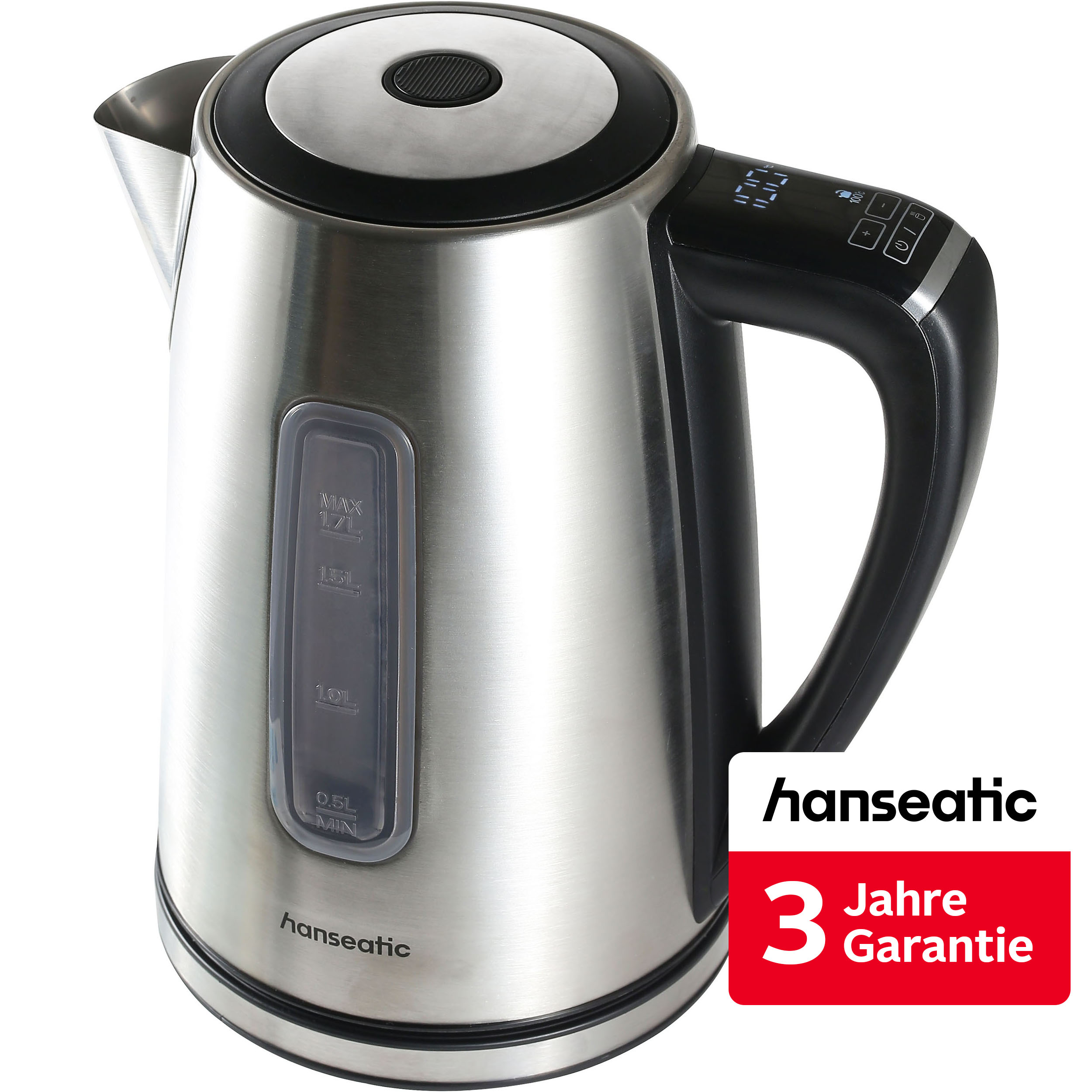 Hanseatic Wasserkocher "HWK17DSD" 1,7 l 2200 W inkl. 3 Jahre Herstellergarantie