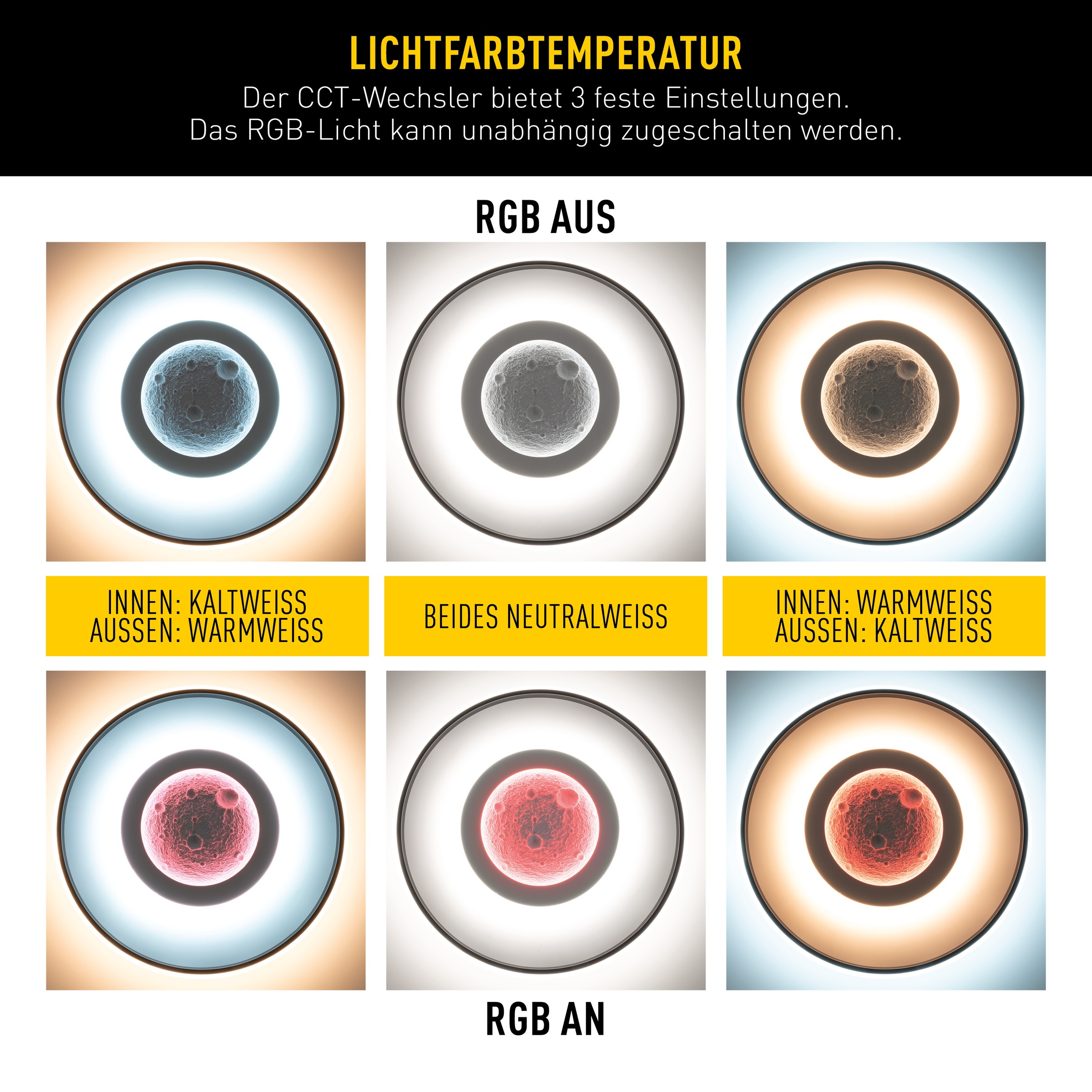 näve LED Deckenleuchte »Livana« LED-Modul 1 Stk. warmweiß - kaltweiß Dimmbar per IR-Fernbedienung, CCT, Memory, Nachlicht, Ø: 70 cm