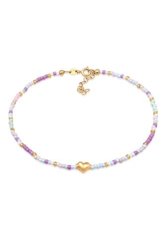 Fußkette »Herz Glas Beads Sommer Style 925 Silber vergoldet«