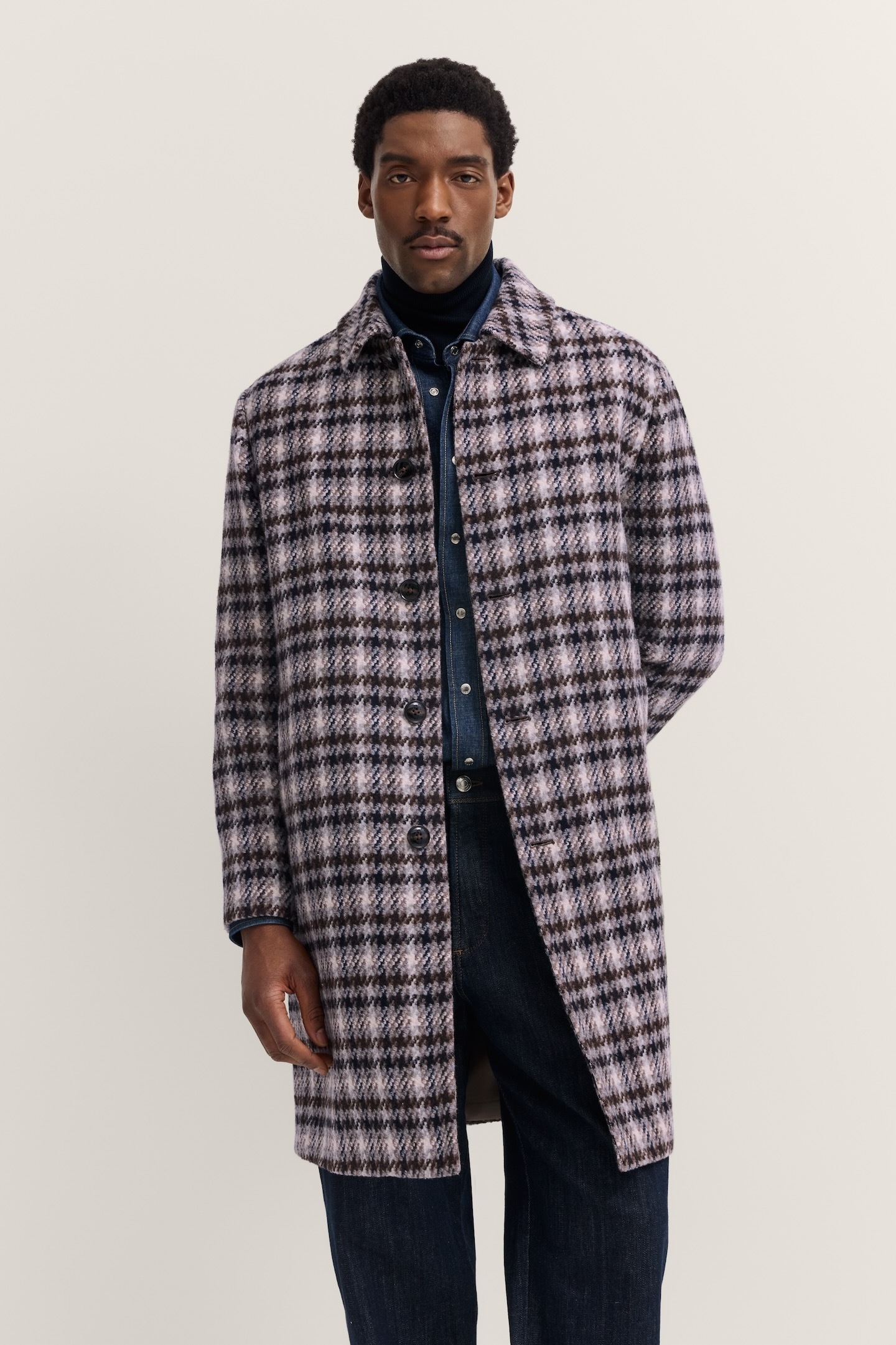 bugatti Langmantel "Wollmix", kariert mit Umlegekragen und Modern Fit günstig online kaufen