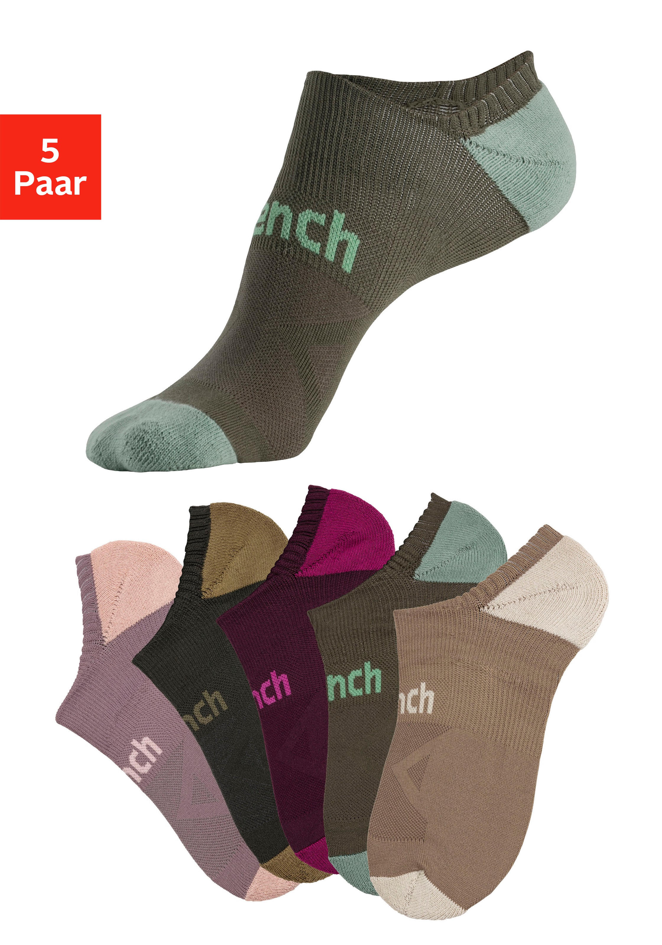 Bench. Sneakersocken (5 Paar) in verschiedenen bunten Farben GE8565