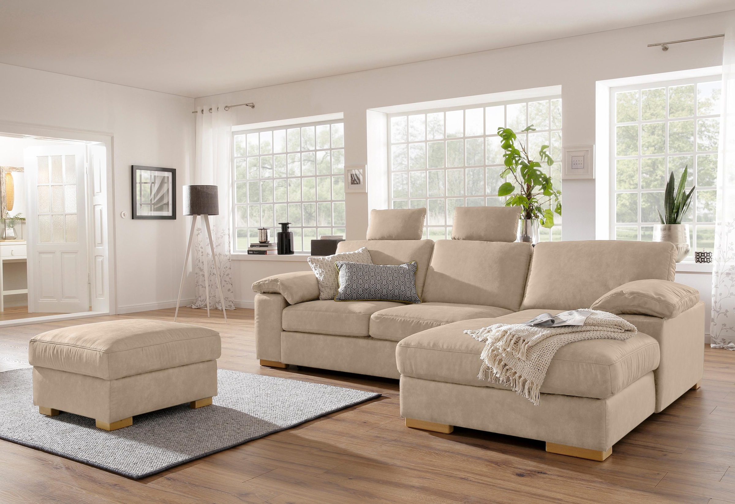 OTTO home Ecksofa "Ventura L-Form" wahlweise mit Schlaffunktion und Schlaffunktion/Bettkasten