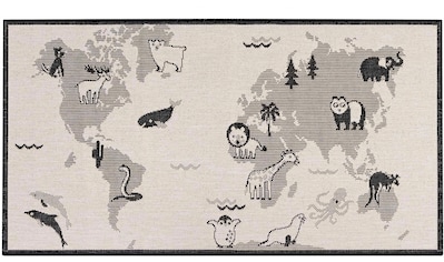 Kinderteppich »LINIA - Weltkarte«, rechteckig, Flachgewebe, Motiv Weltkarte, In- und...