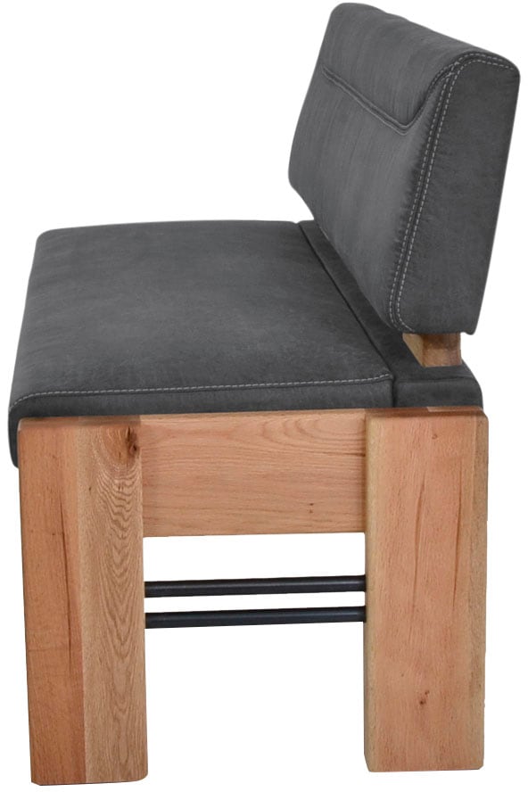Polsterbank K+W KOMFORT & WOHNEN, grau (anthrazit 81, balkeneiche natur), B:181cm H:90cm T:63cm, Sitzbänke, Polsterbank, gepolsterte Stauraumbank, Massivholz, in 2 Breiten 161cm oder 181cm 3