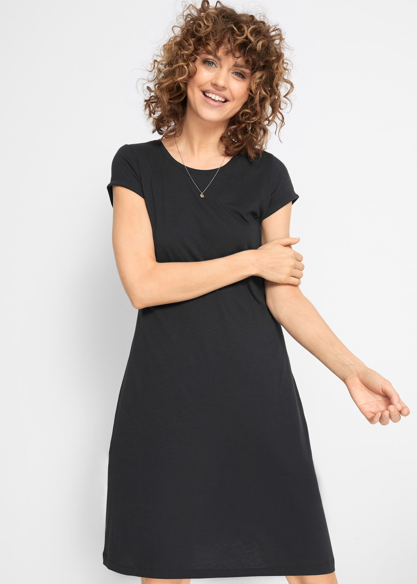 bonprix Shirtkleid für warme Tage, aus reiner Baumwolle, taillierte Passfor günstig online kaufen