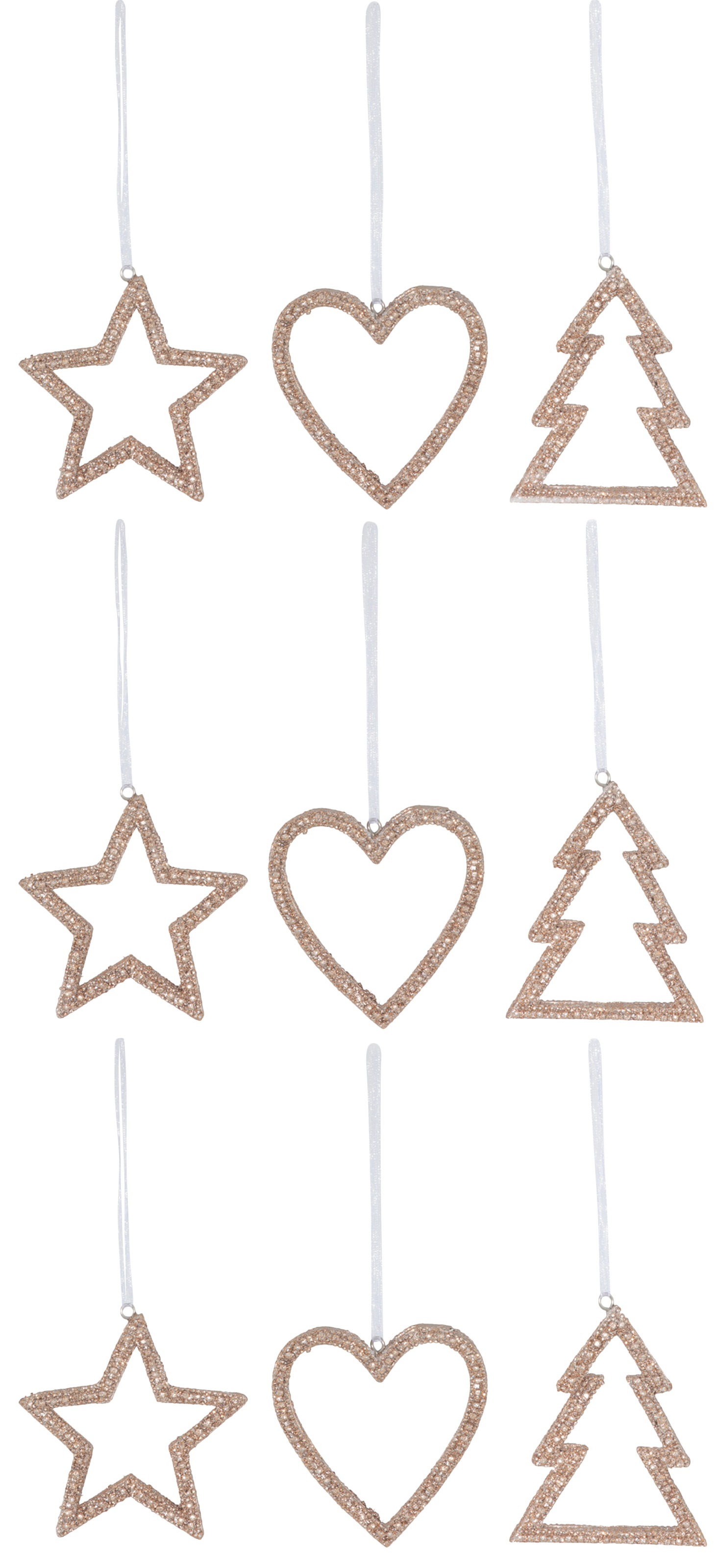 Dekohänger Herz - Stern - Tannenbaum (Set, 9 Stück)