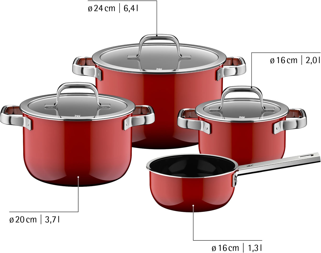 WMF Topf-Set »Fusiontec Mineral Pro« Set, 7 tlg. tlg. Edelstahl | Glas