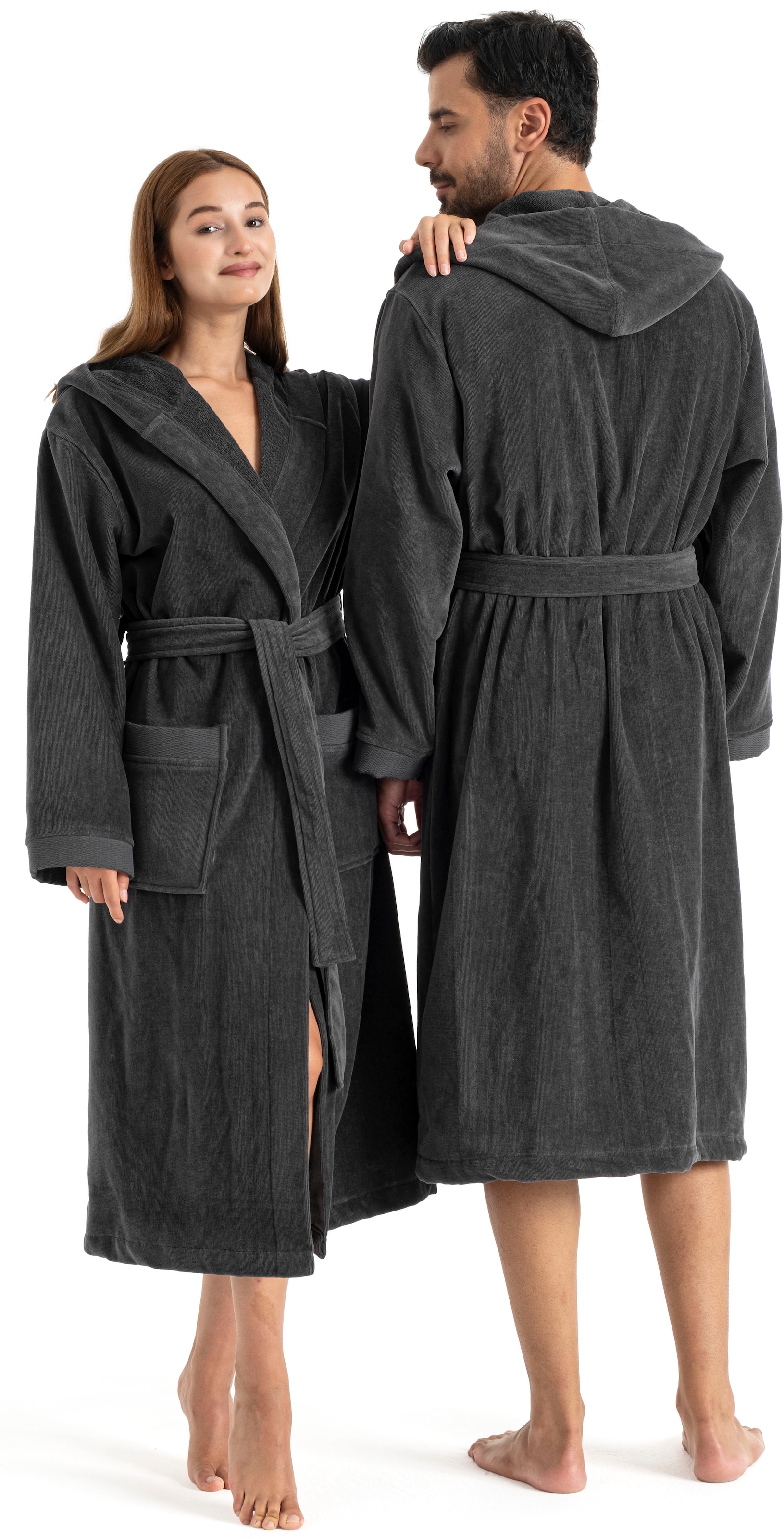 OTTO home Unisex-Bademantel »Fenya, 330 g/m², ideal für Sauna & Spa, Hotelbademantel, Morgenmantel«, (1 St.), Reißverschlusstaschen, weich mit GRATIS-Zugabe: 1x Duschtuch 70x140 cm