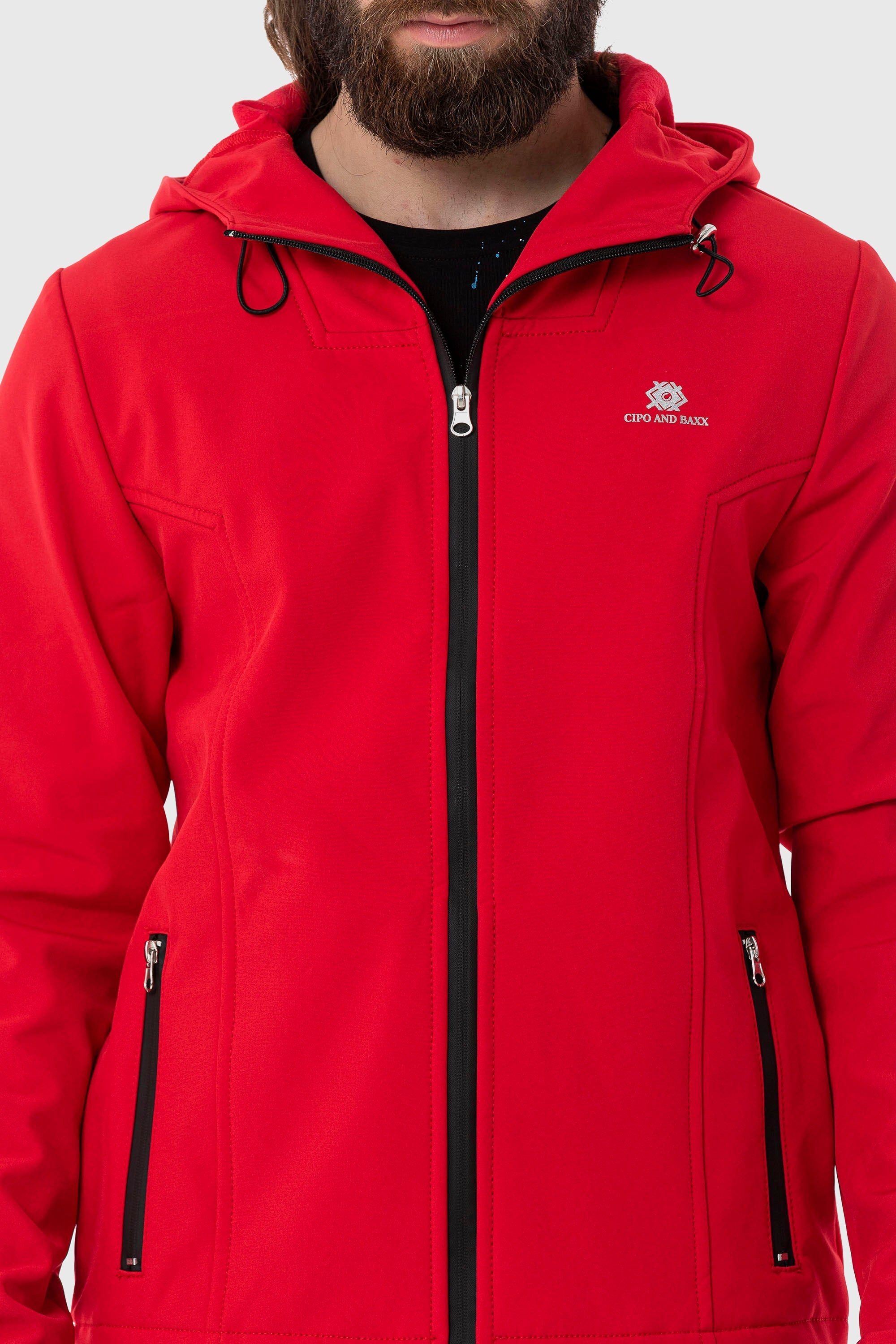 Thumbnail - Cipo & Baxx Funktionsjacke "Jacke" mit Kapuze im unifarbenen Look