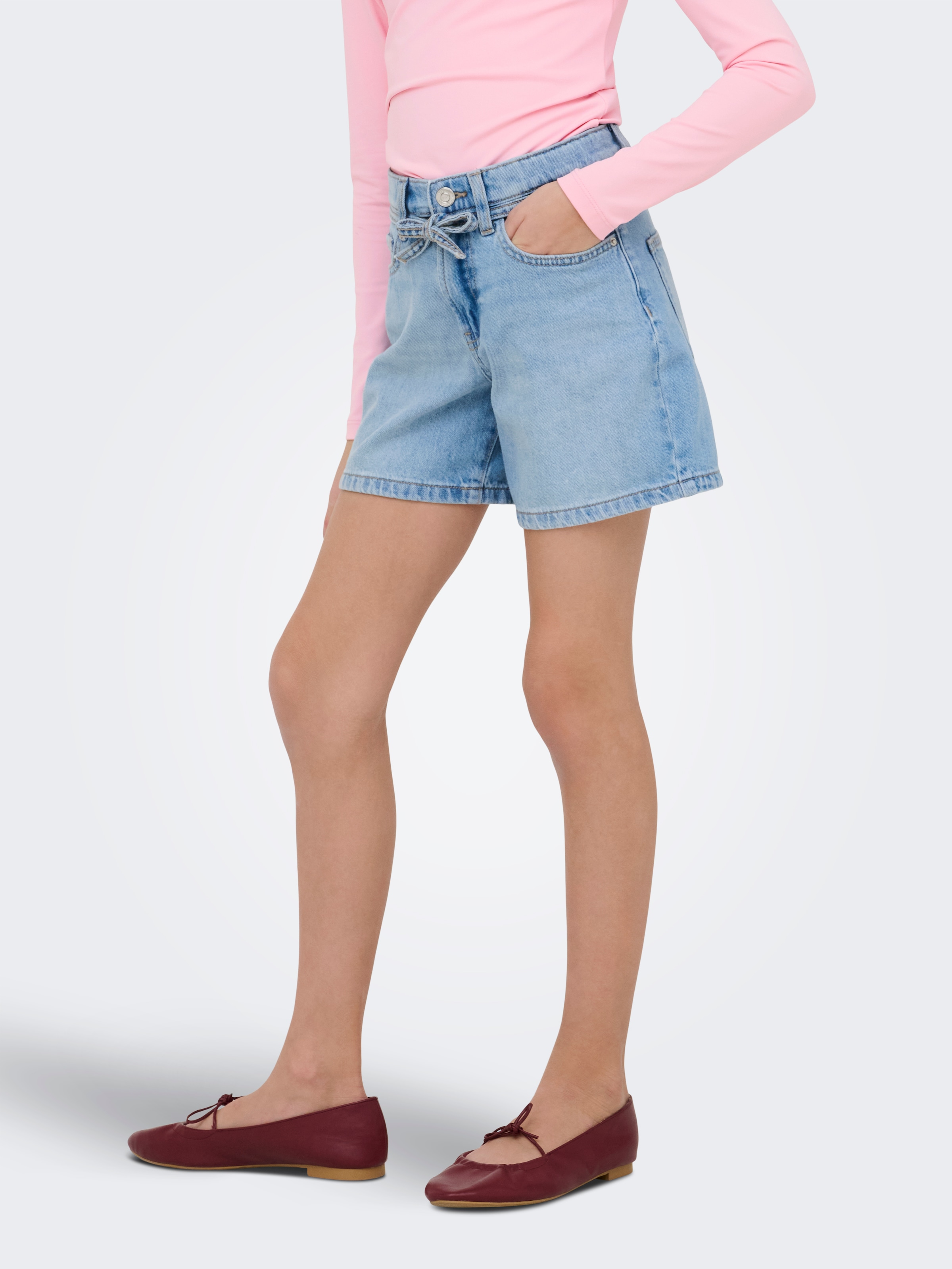 KIDS ONLY Jeansshorts »KOGGIANNA HW BELT SHORTS PIMBOX DNM NOOS« mit schmalem, dekorativen Bindeband in der Taille