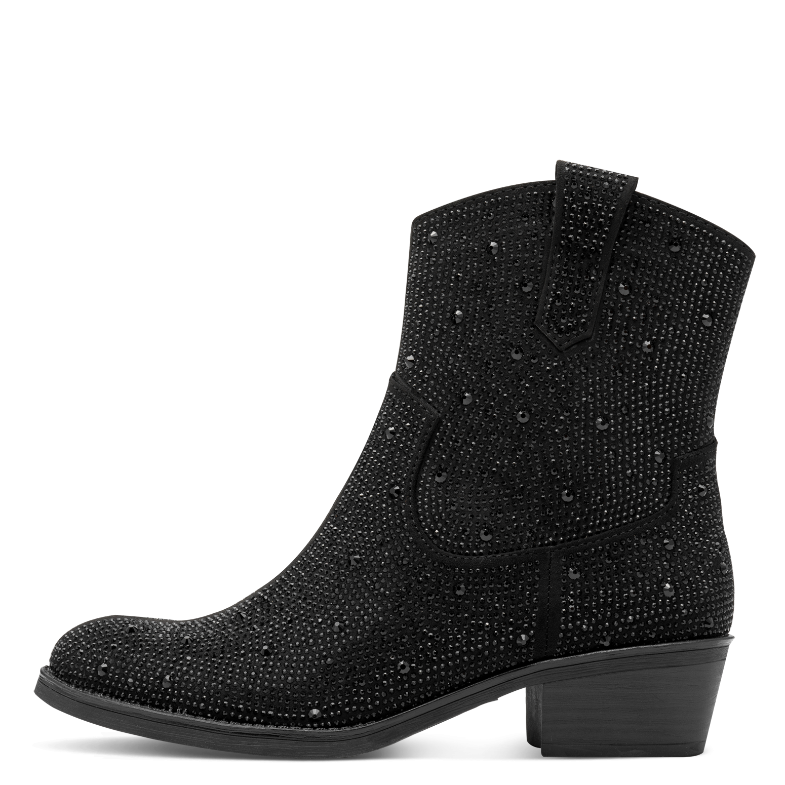 MARCO TOZZI Stiefelette, Blockabsatz, Westernboots mit funkelenden Strasssteinen besetzt