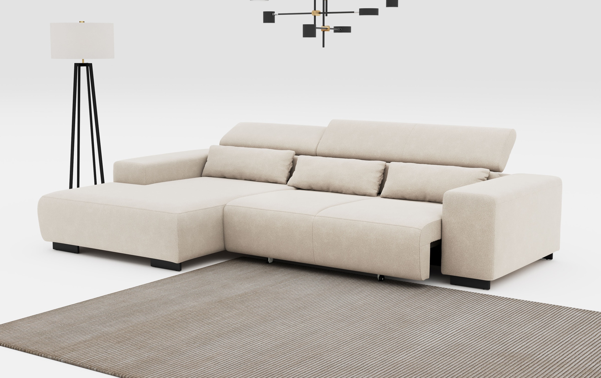 COTTA Ecksofa »Side L-Form, mit Kopfteilverstellung & 3 Nierenkissen«, optional motorische Sitztiefenverstellung