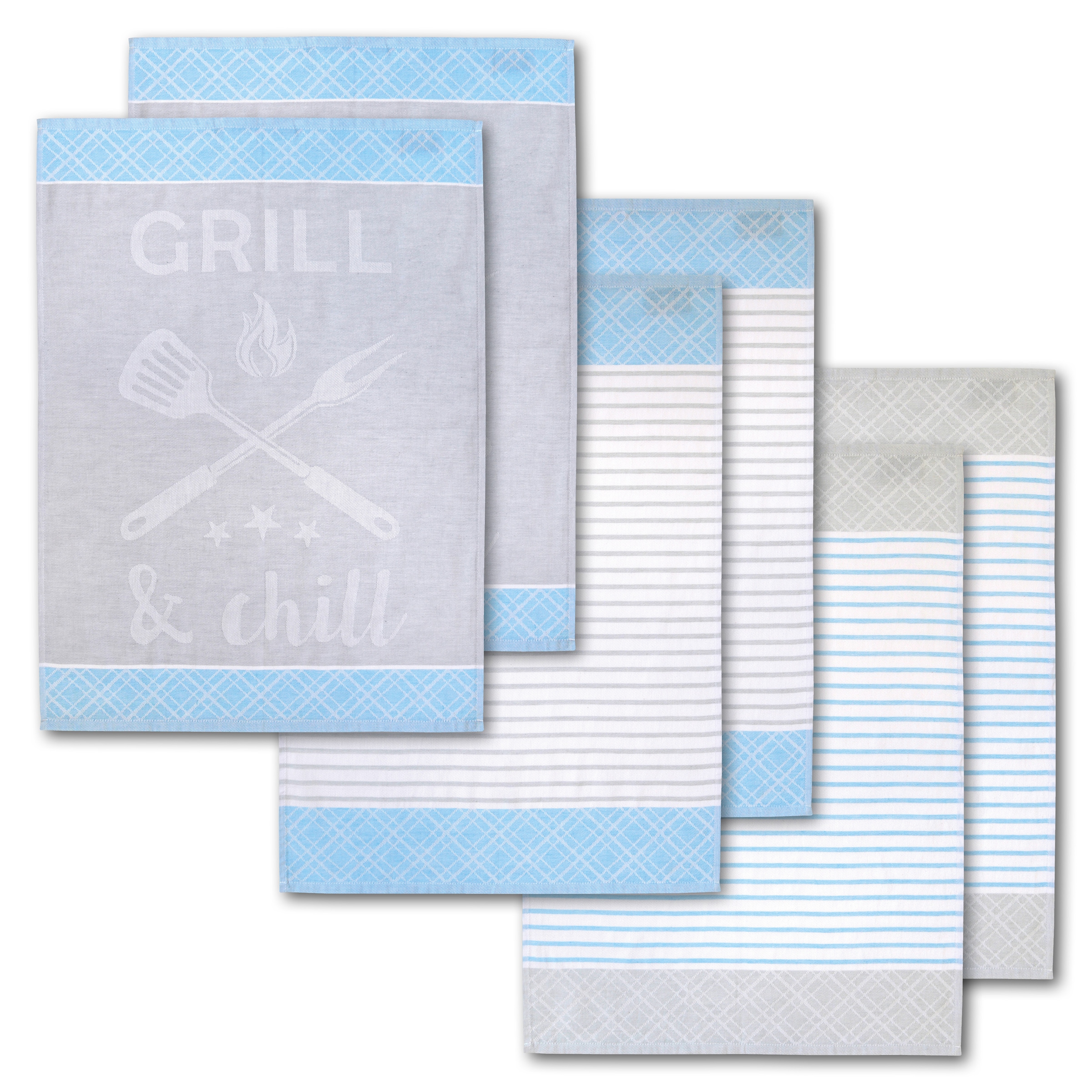 Geschirrtuch »Grill & Chill, mit 3 verschiedenen Motiven, Maße je Tuch ca. 50x70 cm«,...