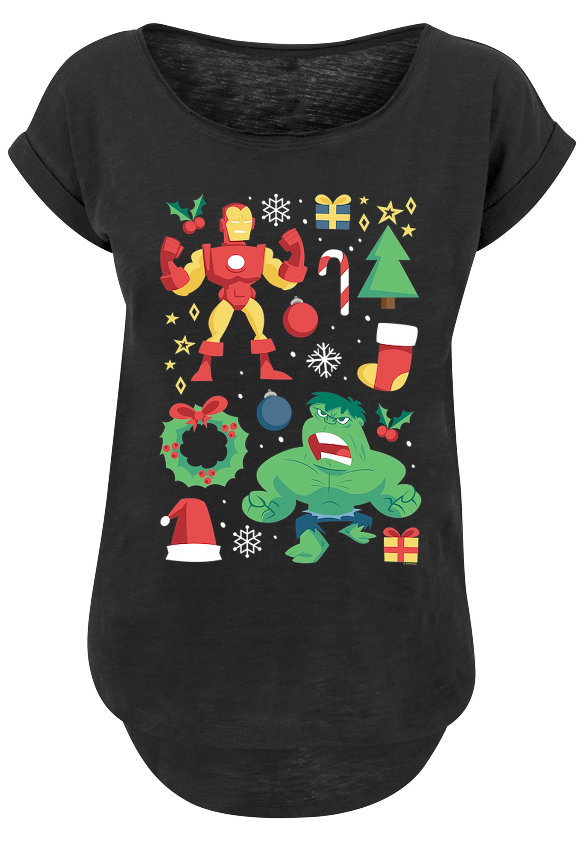 F4NT4STIC T-Shirt »Marvel Iron Man And Hulk Christmas«, Print