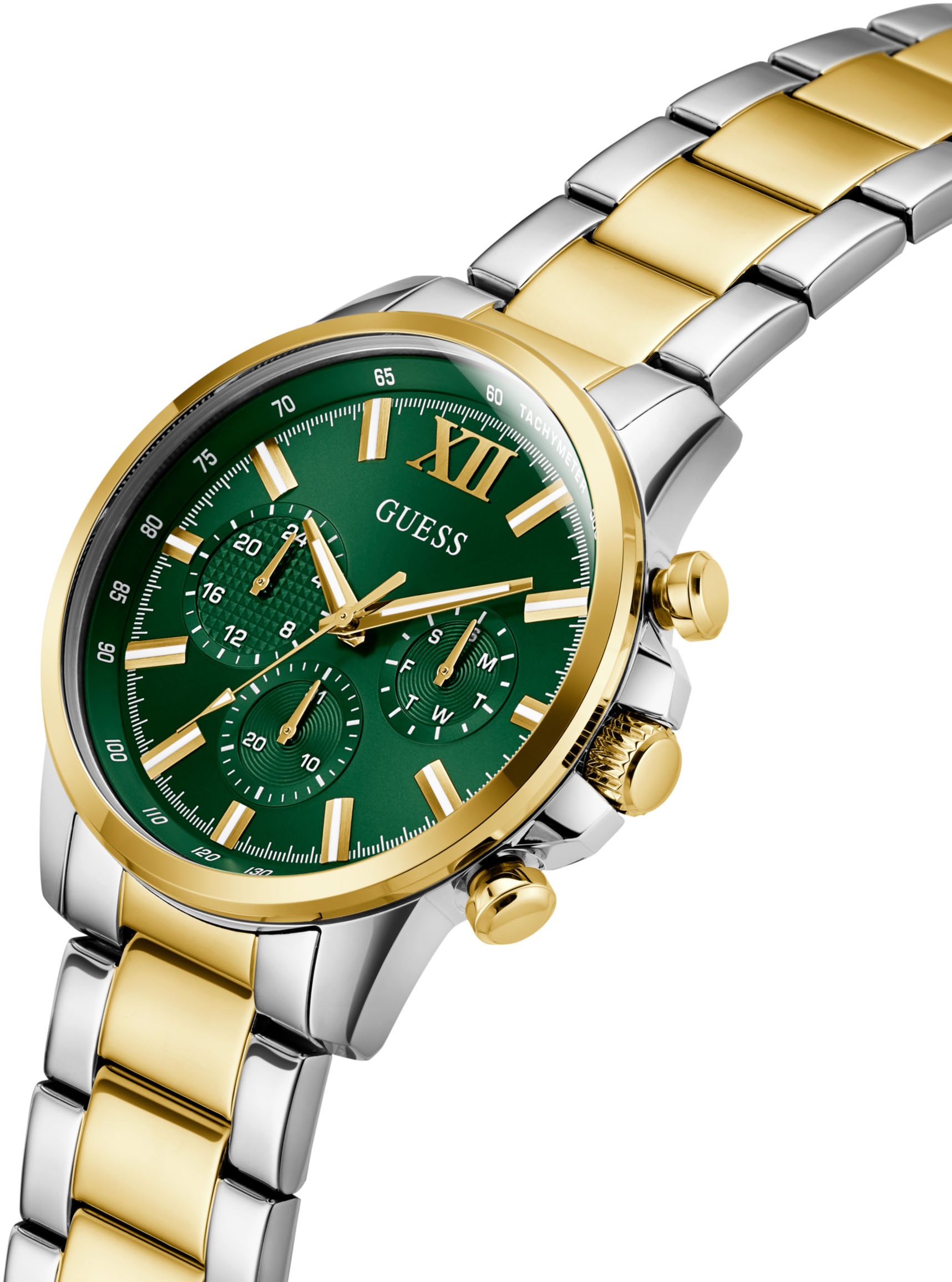 Guess Multifunktionsuhr »WALKER«, Quarzuhr, Armbanduhr, Herrenuhr, Datum, Wochentag, Edelstahlarmband