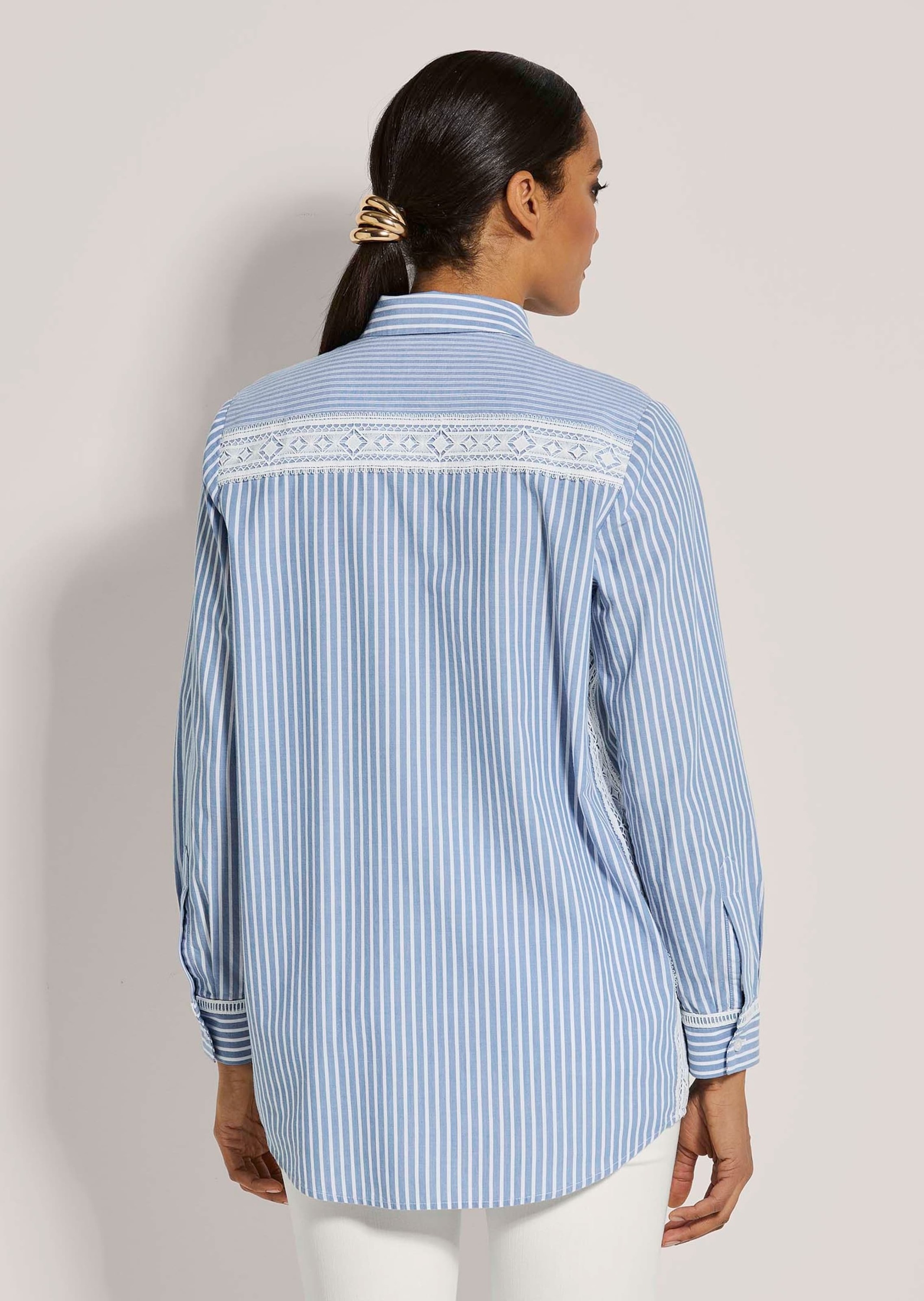 MADELEINE Streifenbluse Long Sleeve Blouse White/Blue Size 34 3