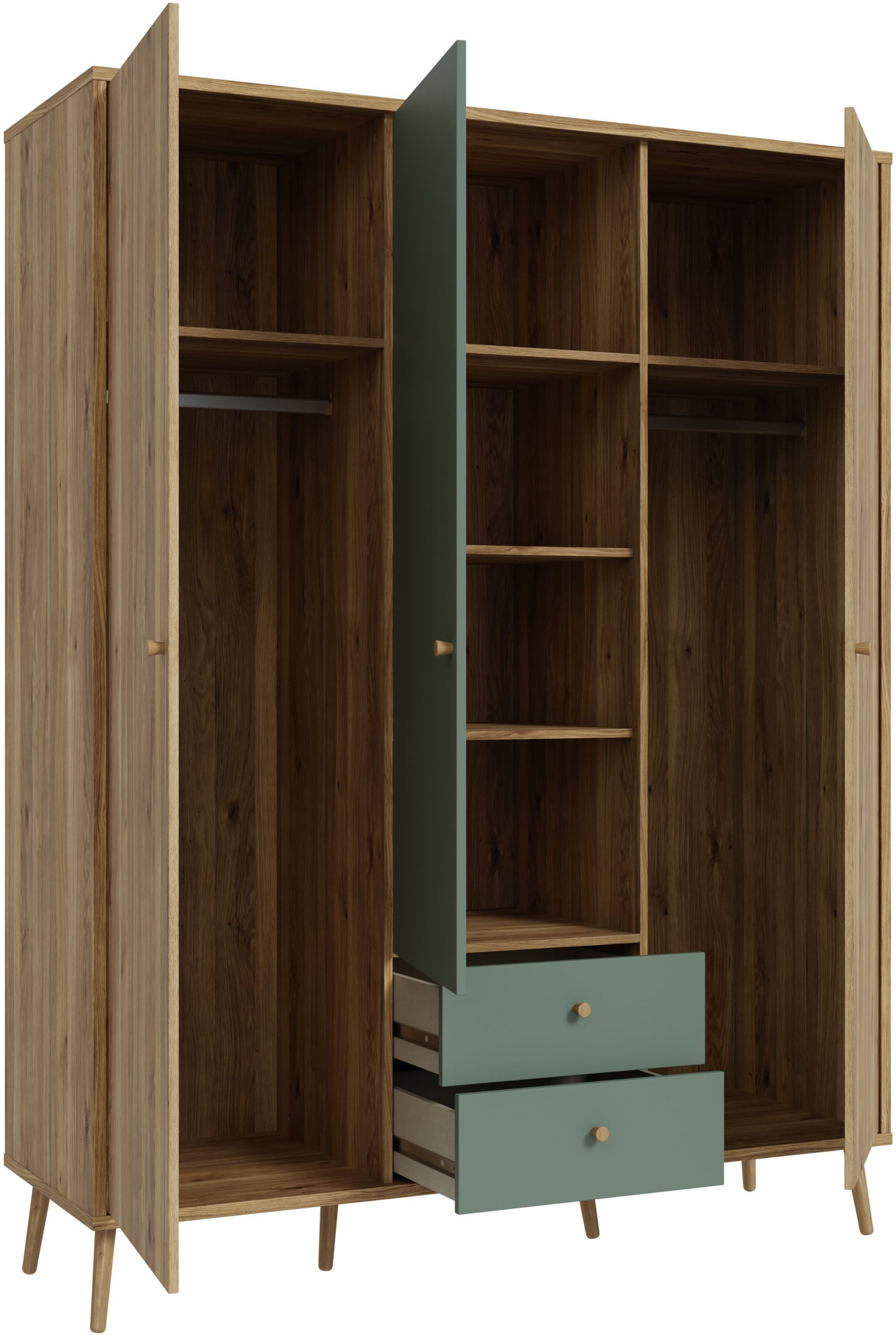 FORTE Kleiderschrank, (B/H/T ca. 94,5x185,6x52,2 cm), Salbei, Drehtürenschrank, Stauraum