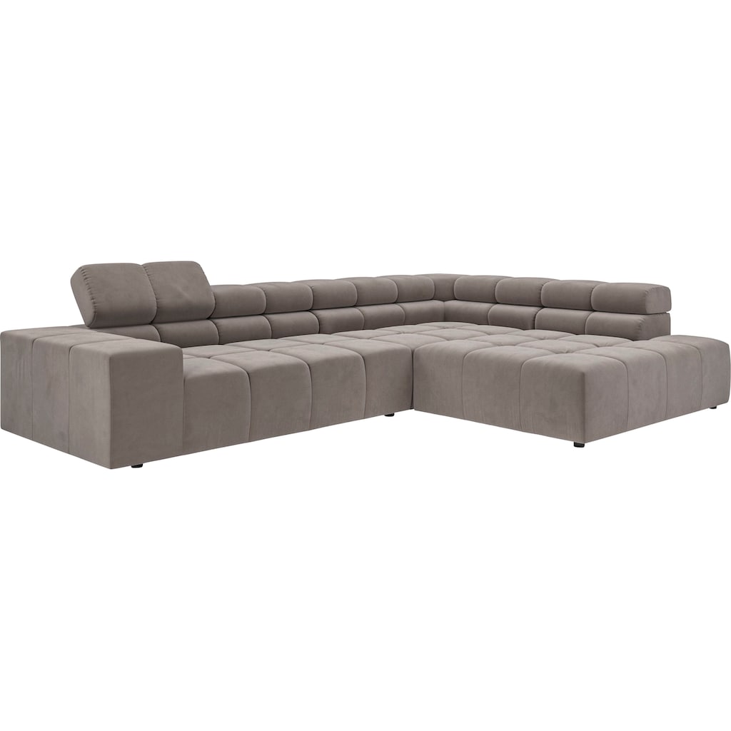 INOSIGN Ecksofa »Ancona Kopfteilverstellung, Zierkissen B/T/H: 319/210/70 cm L-Form«