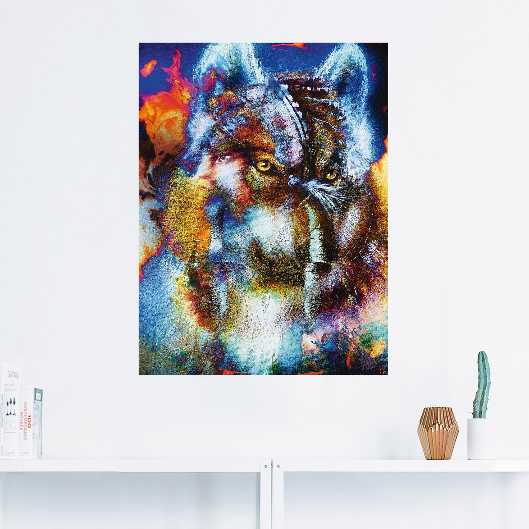 Artland Wandbild »Indischer Krieger mit Wolf«, klassische Fantasie, (1 St.), als Leinwandbild, Poster, Wandaufkleber in verschied. Größen